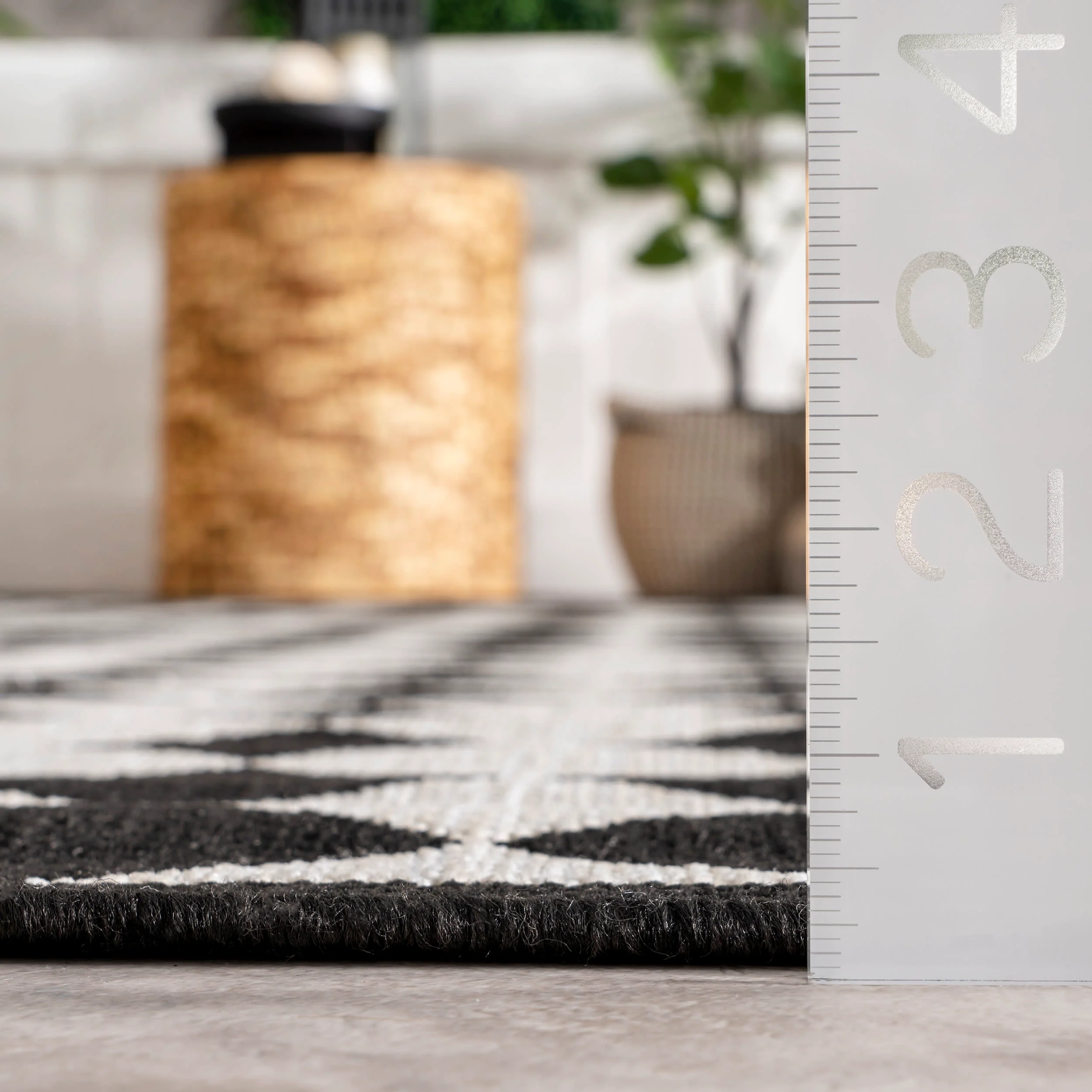 Kristy Classic Checkered Indoor/Outdoor Rug | Black & Off White - Image 5