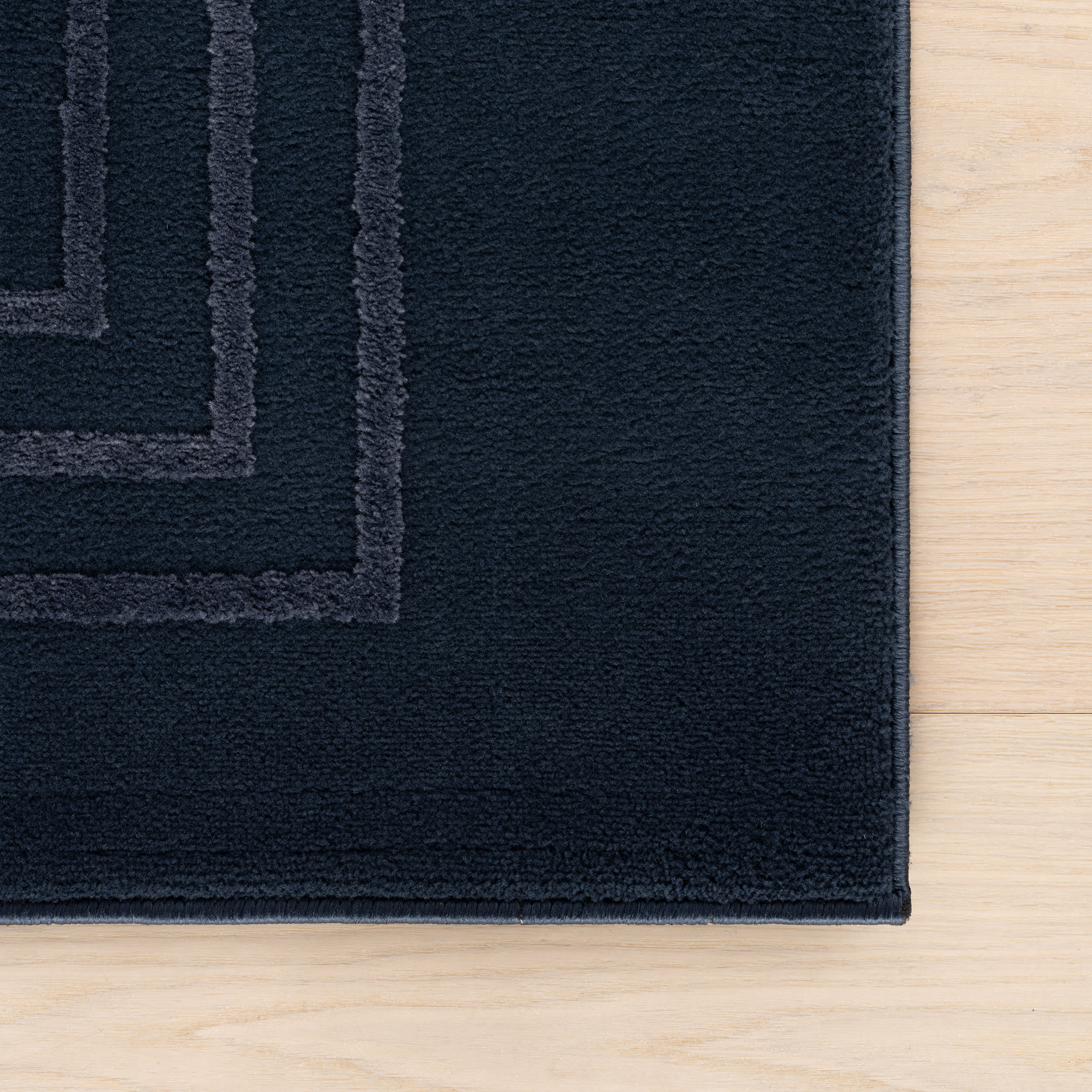 Krya Geometric Plush Textured Washable Rug | Blue - Image 4