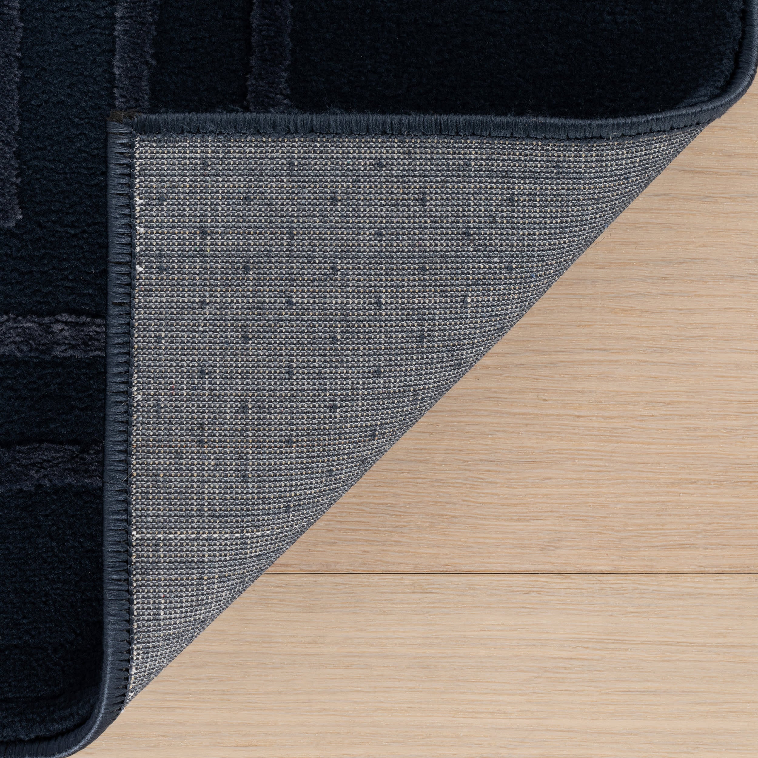 Krya Geometric Plush Textured Washable Rug | Blue - Image 8