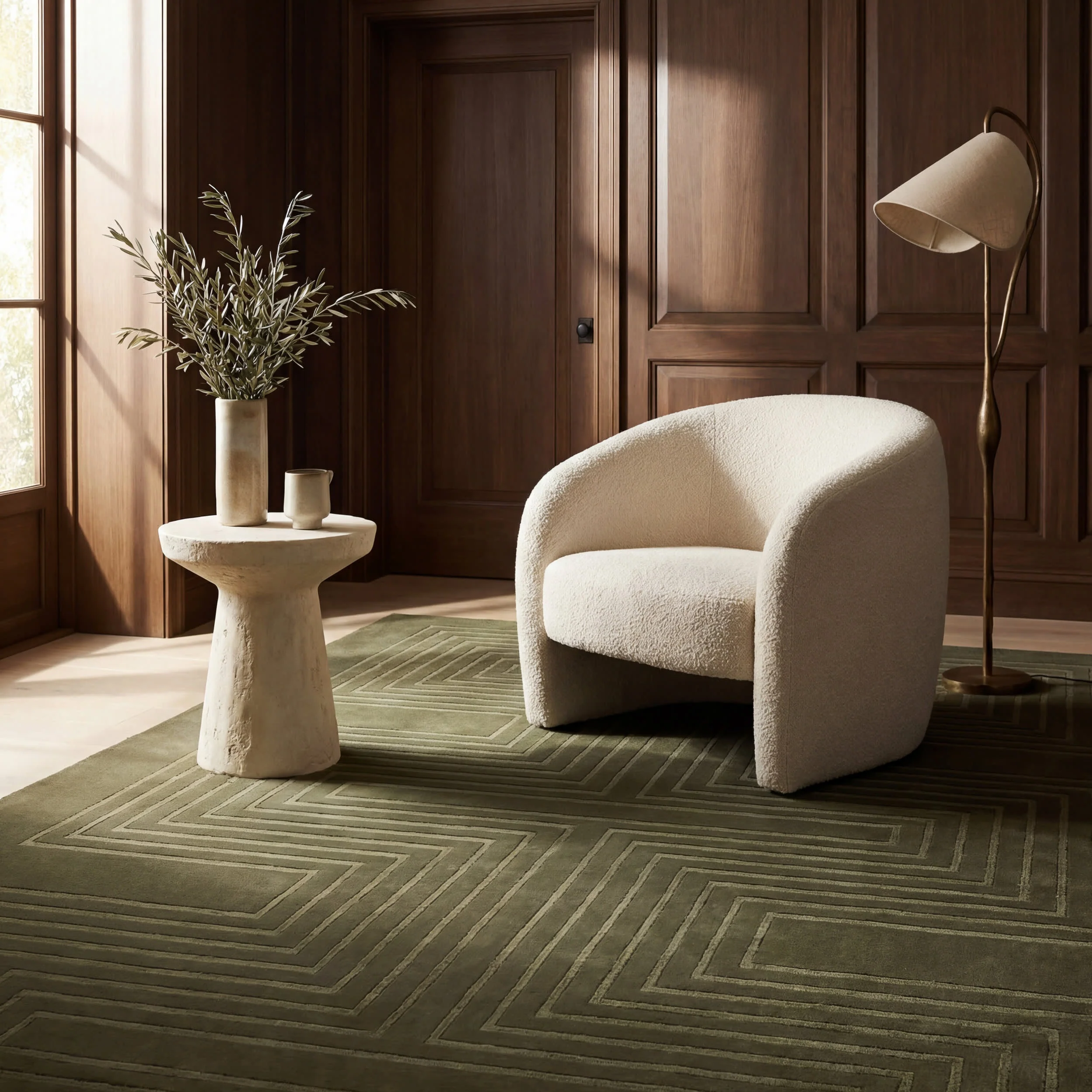 Krya Geometric Plush Textured Washable Rug | Green - Image 5