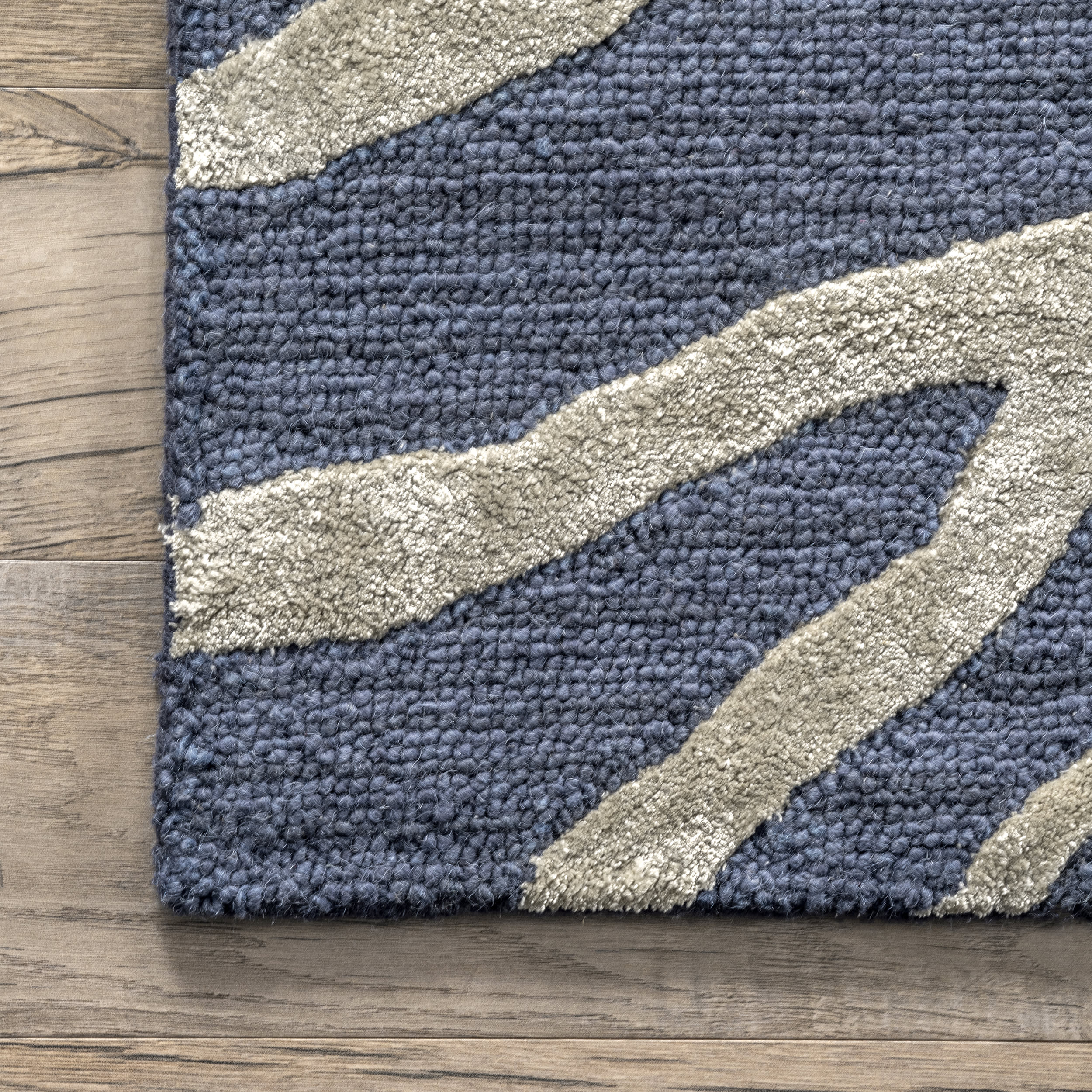 Kylie Wool-Blend Zebra Rug | Blue - Image 3