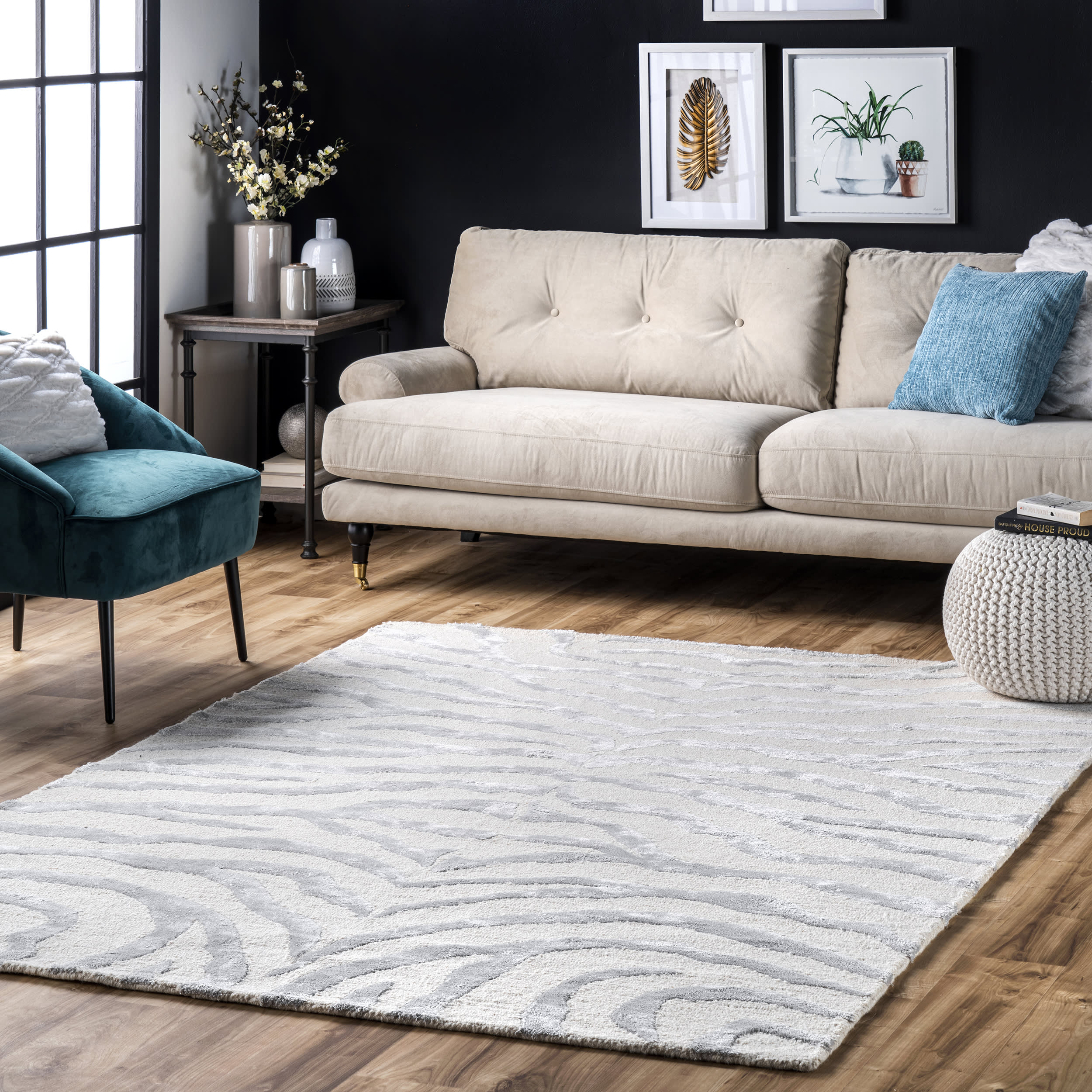 Kylie Wool-Blend Zebra Rug | Grey - Image 2