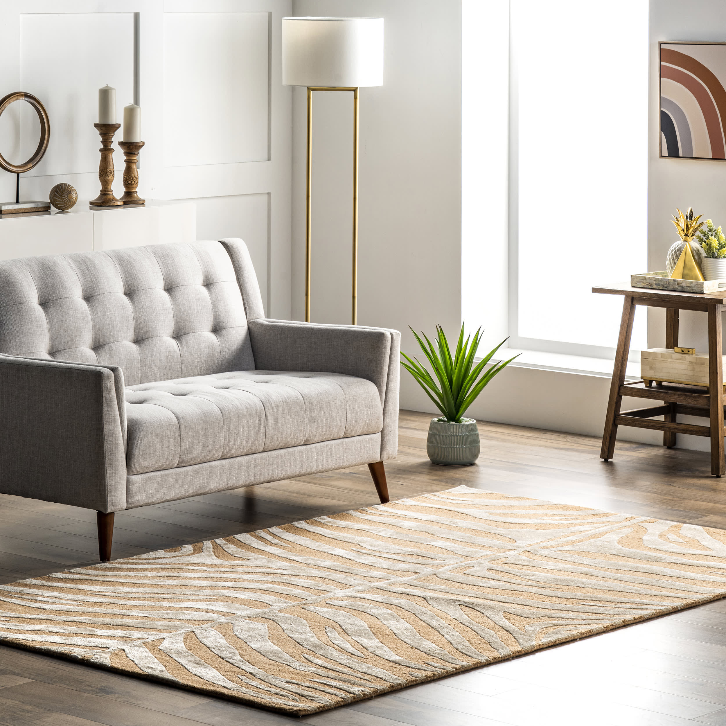 Kylie Wool-Blend Zebra Rug | Tan - Image 2