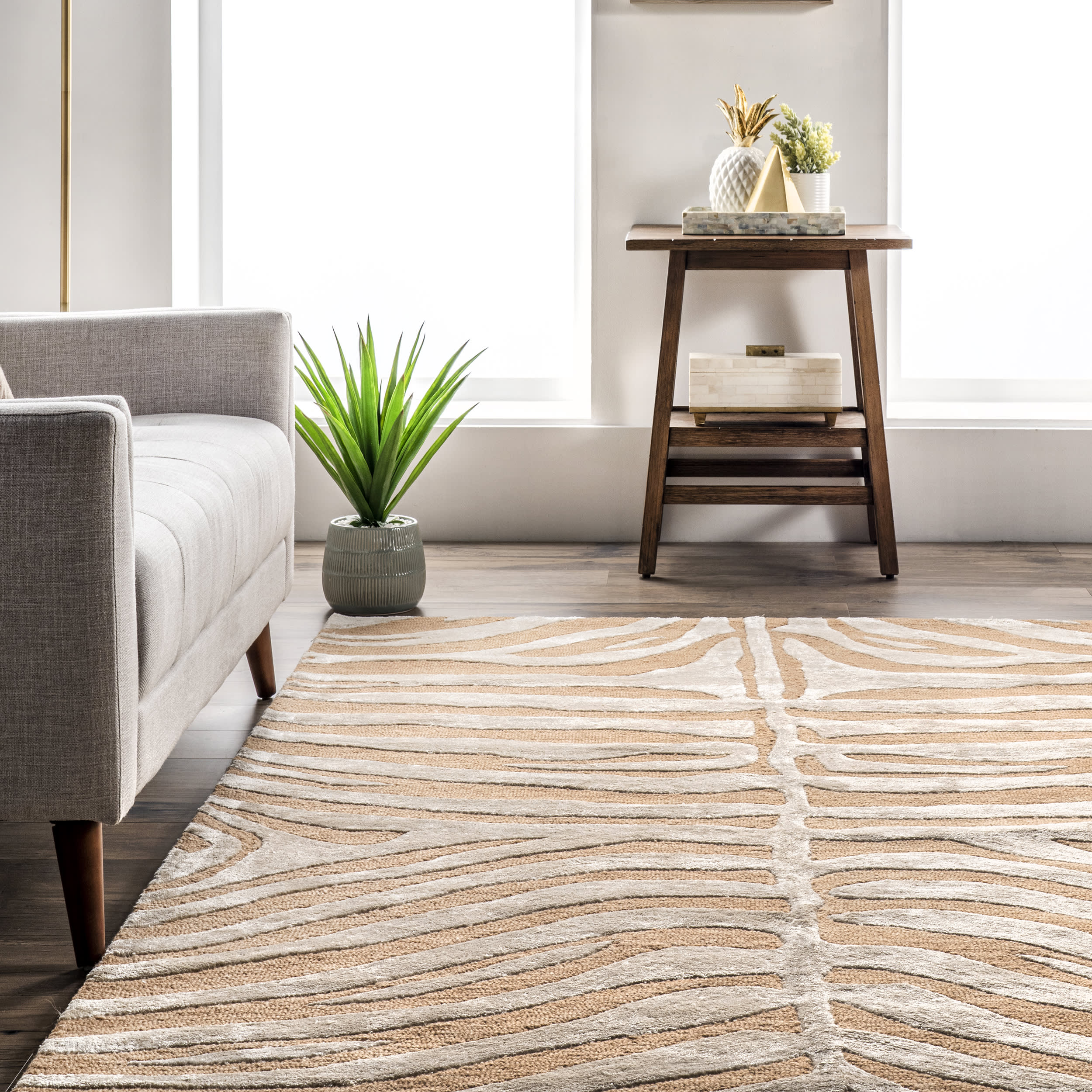 Kylie Wool-Blend Zebra Rug | Tan - Image 4