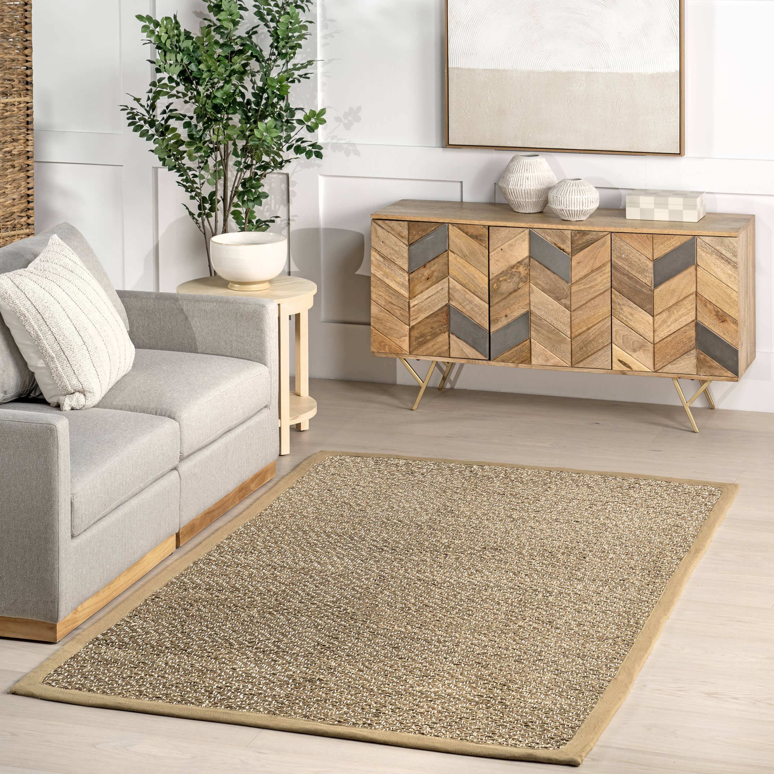 Kyoko Herringbone Seagrass Rug | Beige - Image 2