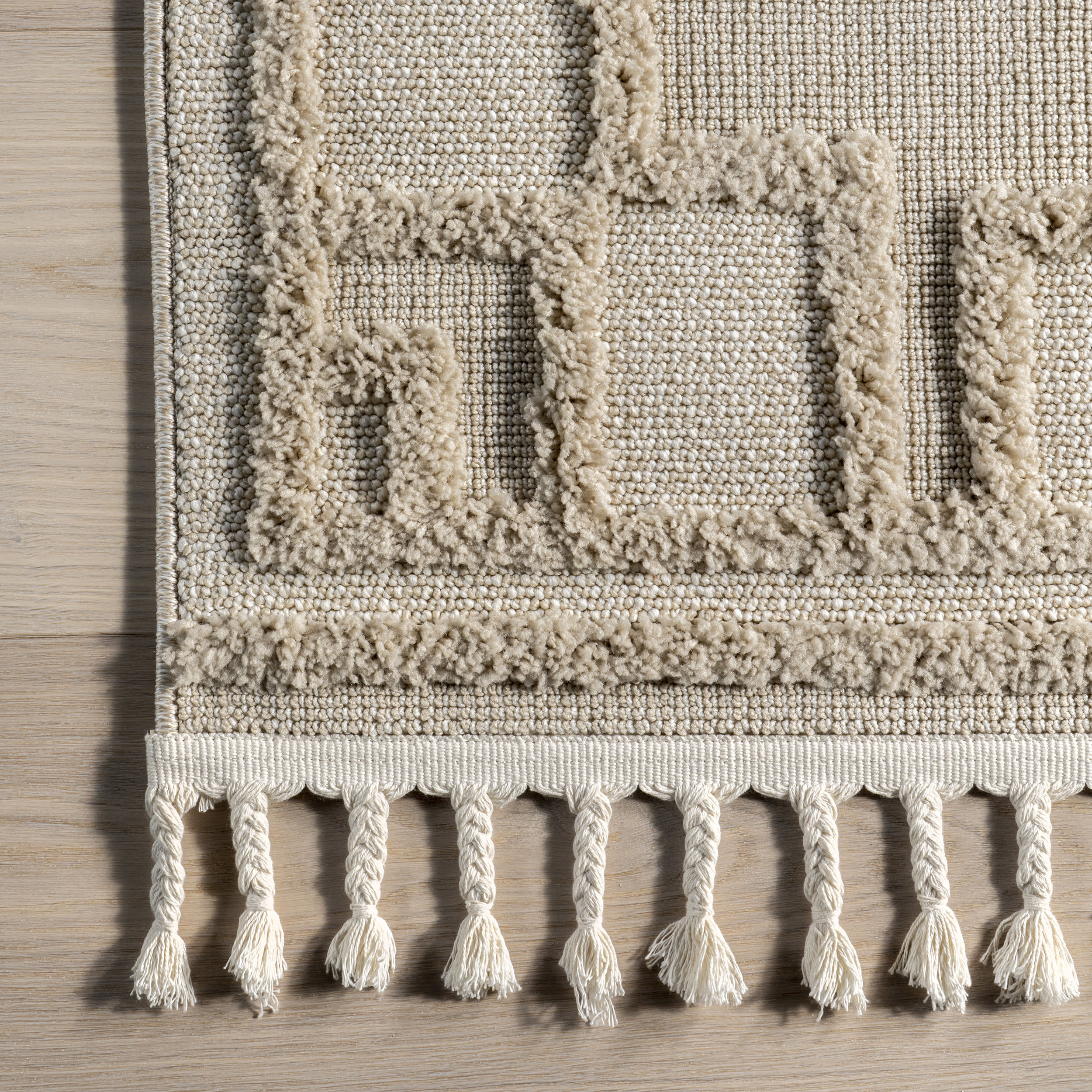 Lacee Moroccan Tasseled Rug | Beige - Image 3