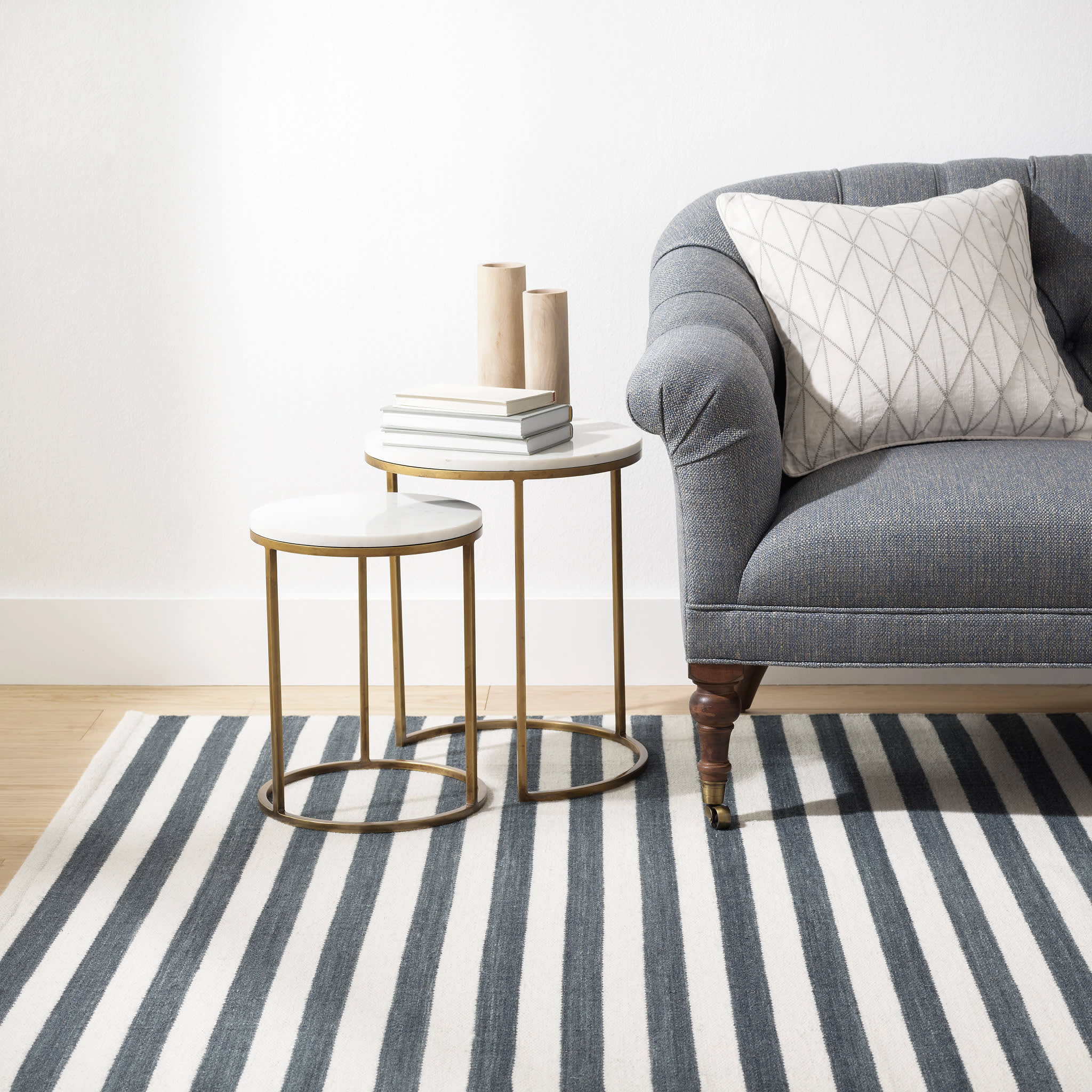 Ladder Stripe Handwoven Wool Rug | Black/Ivory - Image 2