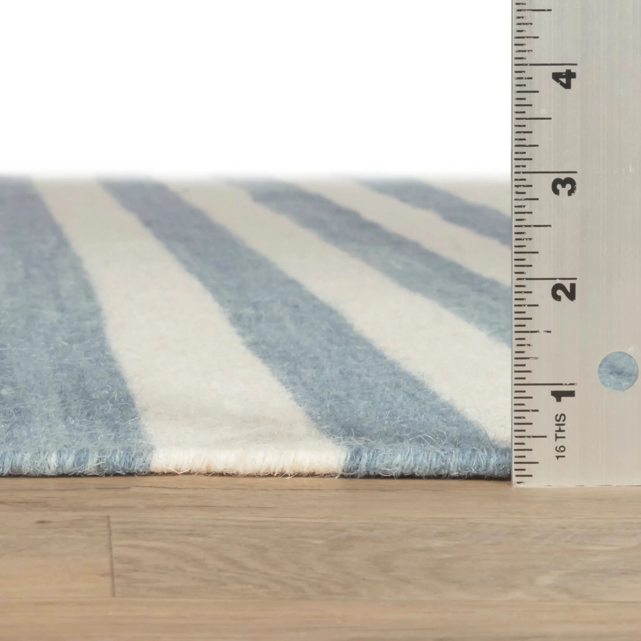 Ladder Stripe Handwoven Wool Rug | Blue/Ivory - Image 4