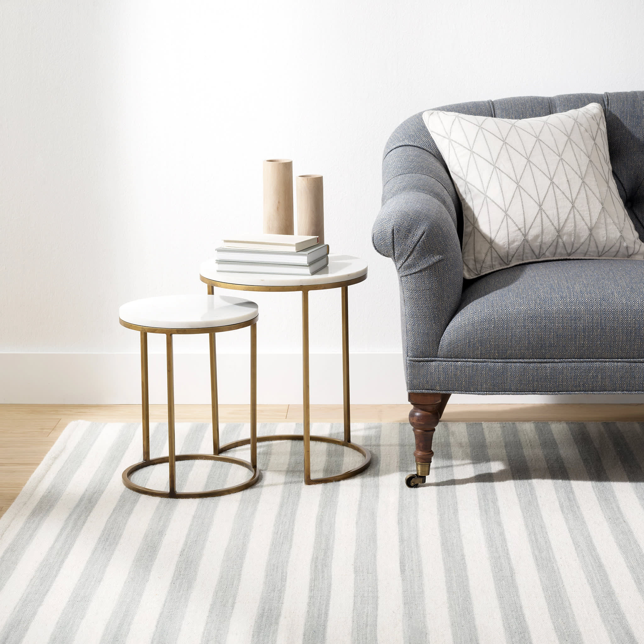 Ladder Stripe Handwoven Wool Rug | Grey/Ivory - Image 2