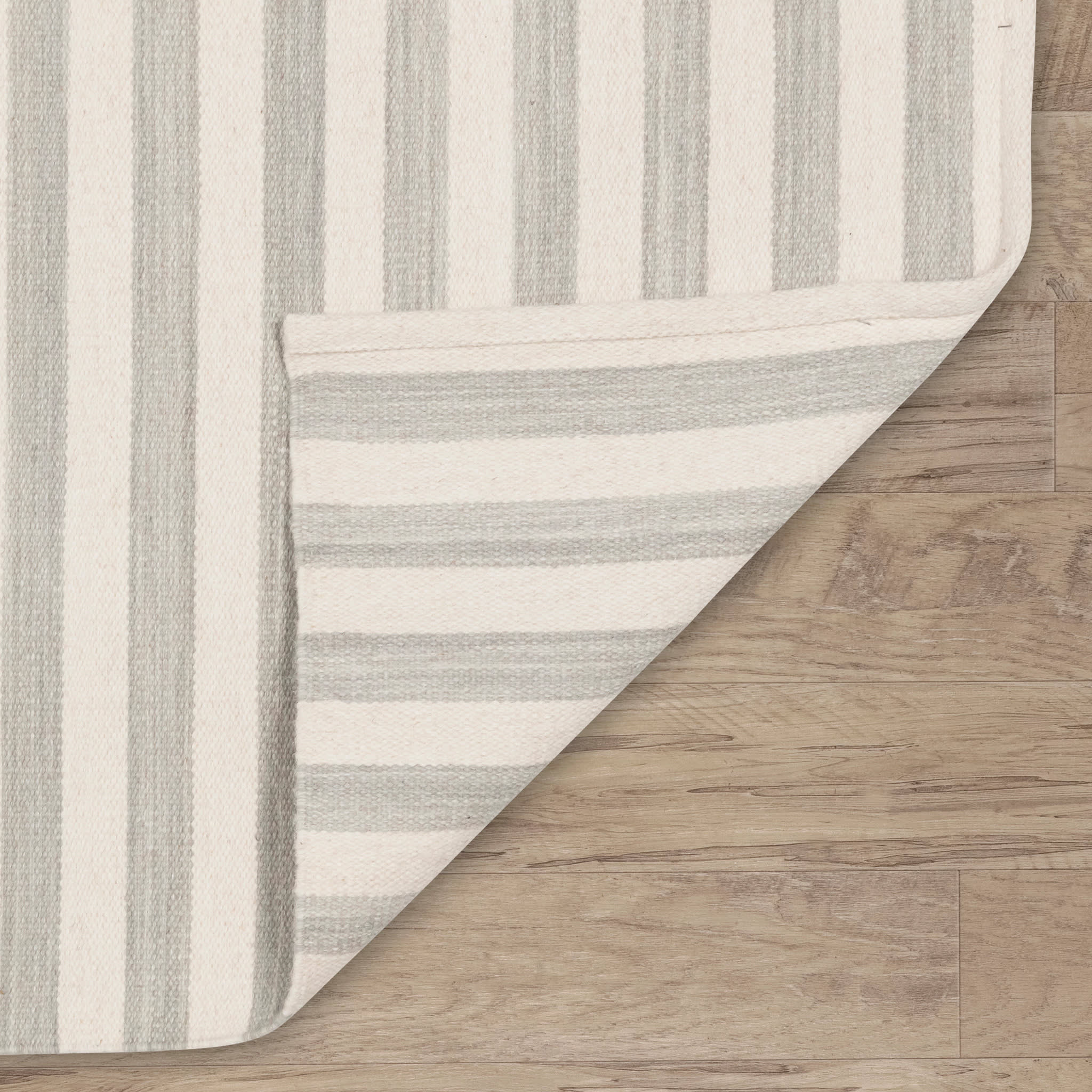Ladder Stripe Handwoven Wool Rug | Grey/Ivory - Image 6