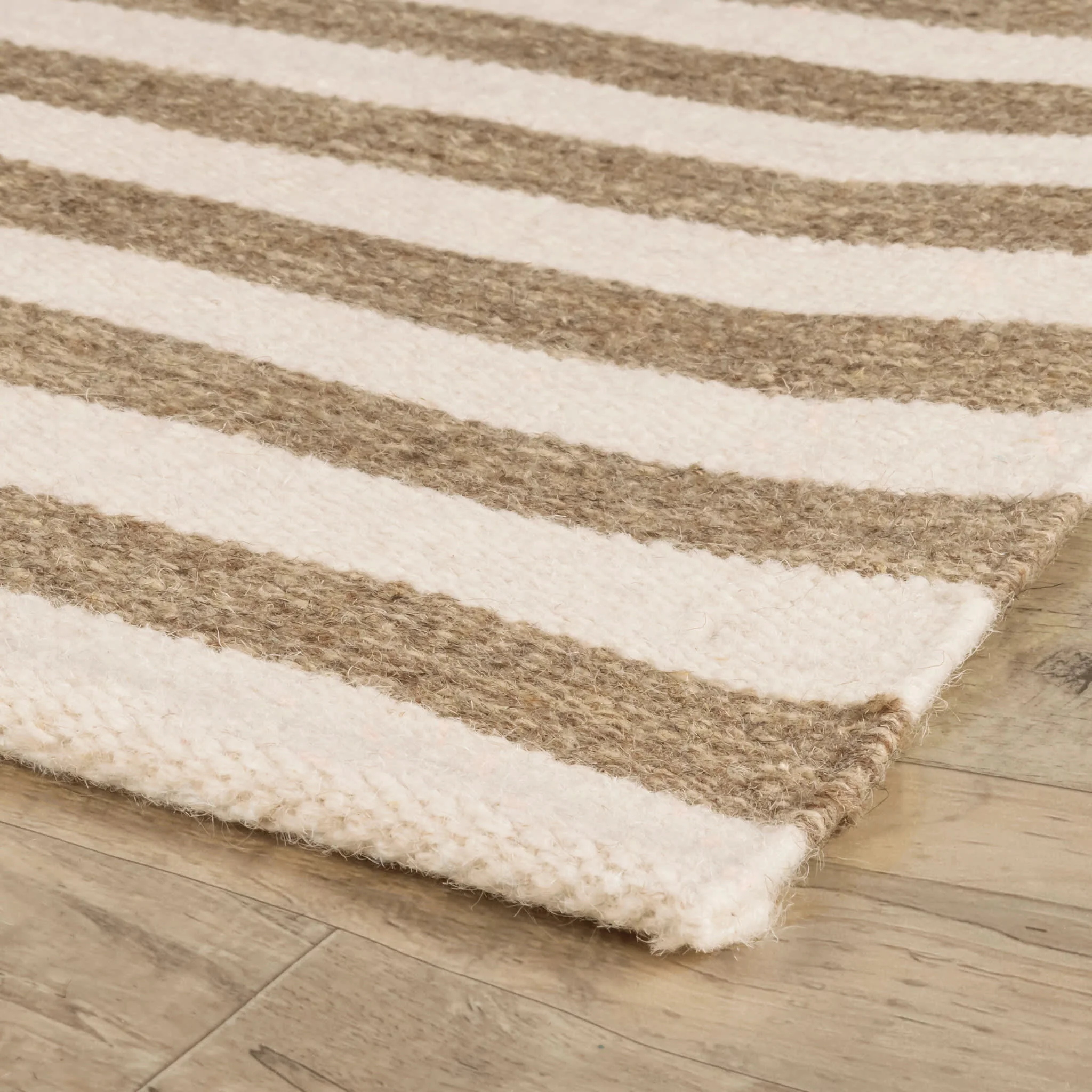 Ladder Stripe Handwoven Wool Rug | Natural/Ivory - Image 5