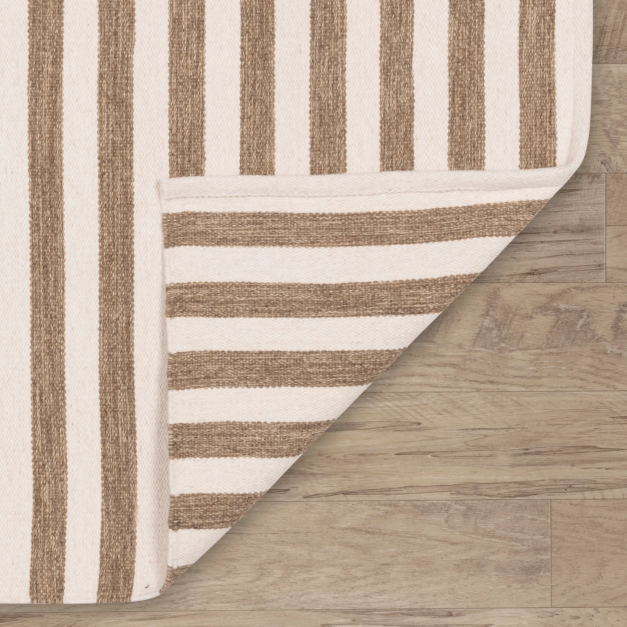 Ladder Stripe Handwoven Wool Rug | Natural/Ivory - Image 6