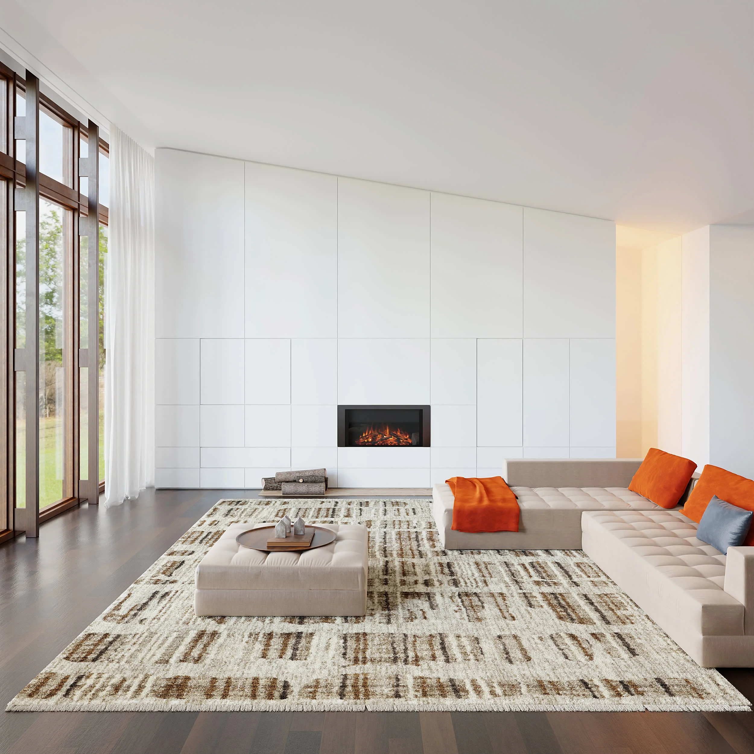 Lafayette Abstract Striped Rug | Beige - Image 2