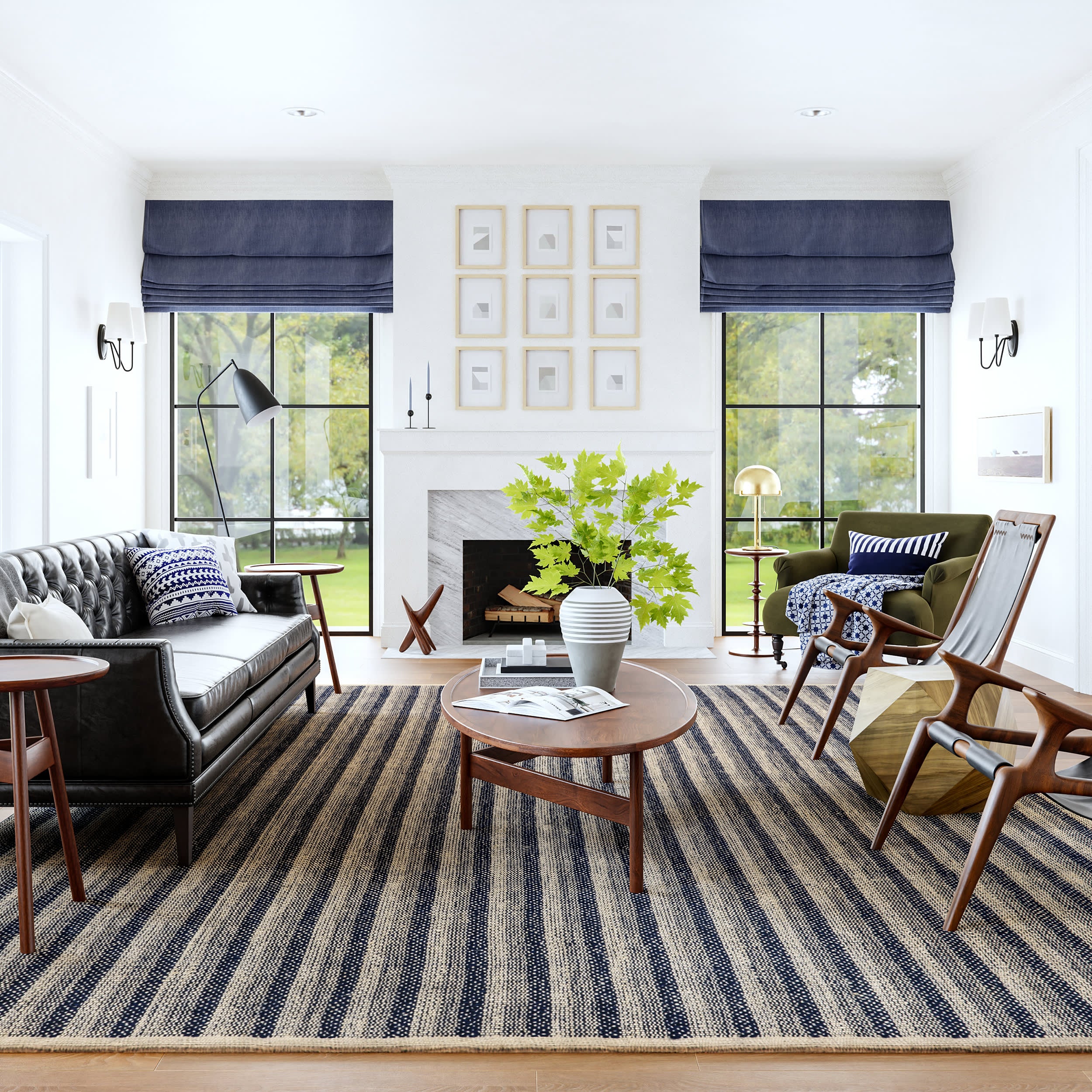 Lake Striped Jute Rug | Blue - Image 2
