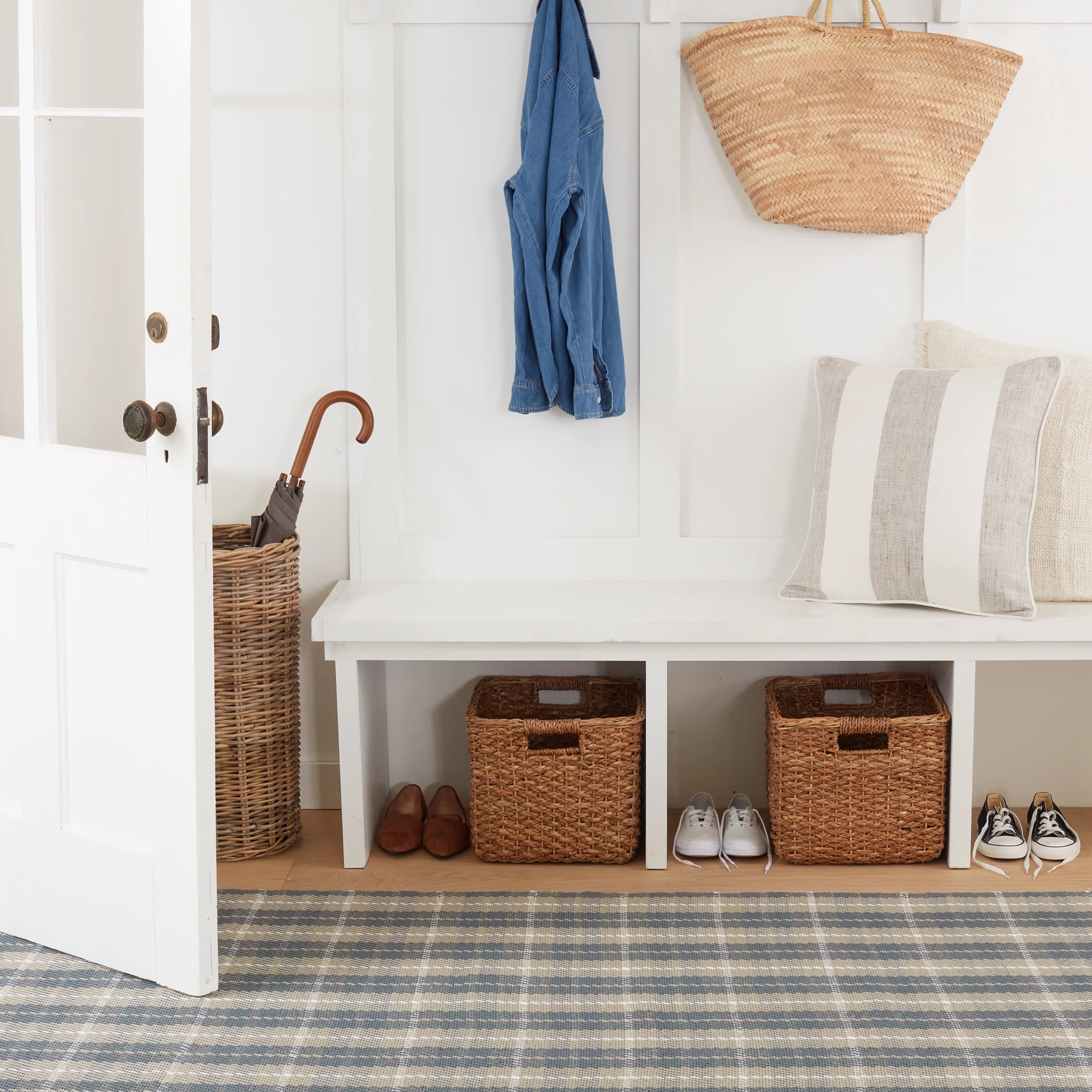 Lakeville Plaid Handwoven Indoor/Outdoor Rug | Charcoal - Image 2