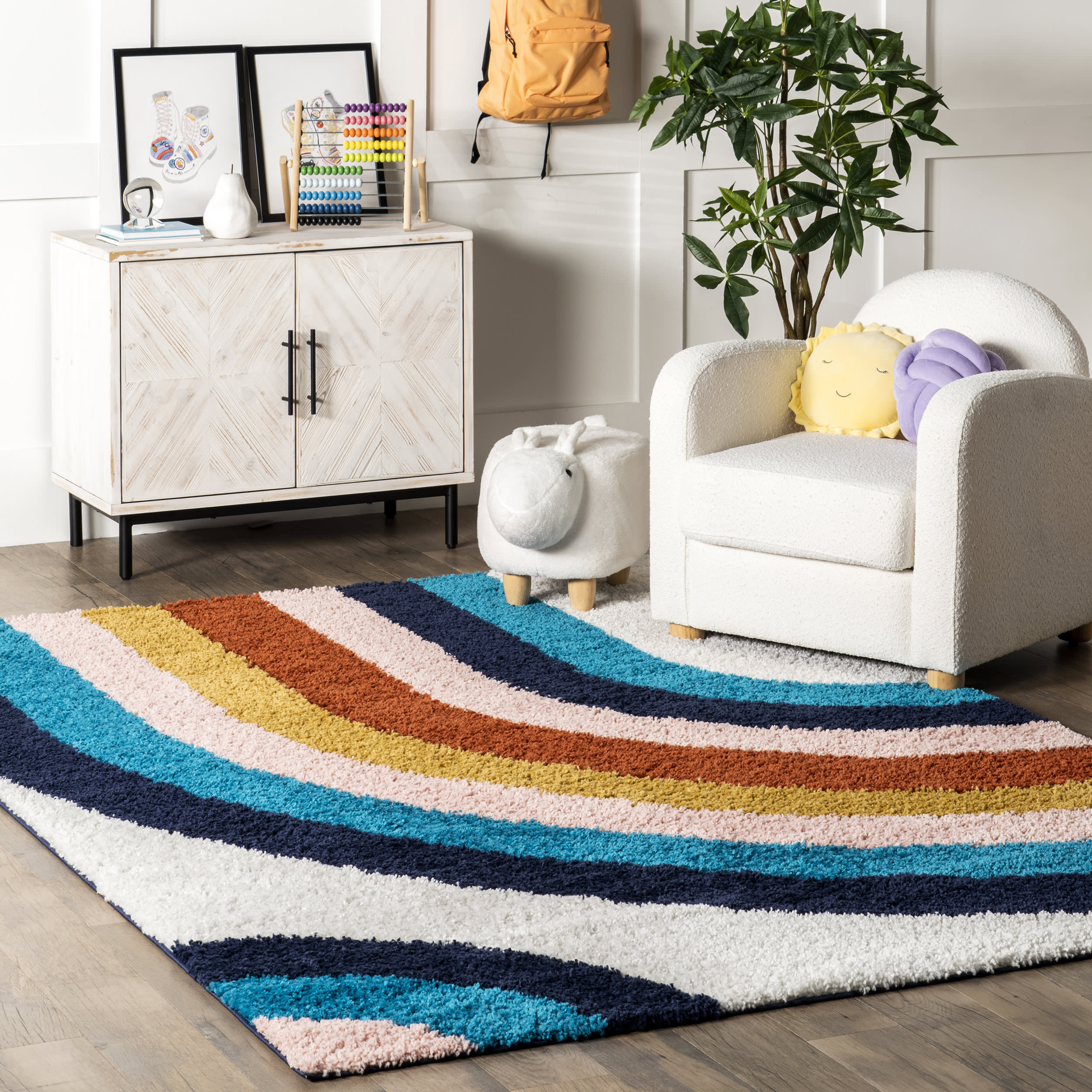 Lala Shag Rainbow Rug | Blue - Image 2