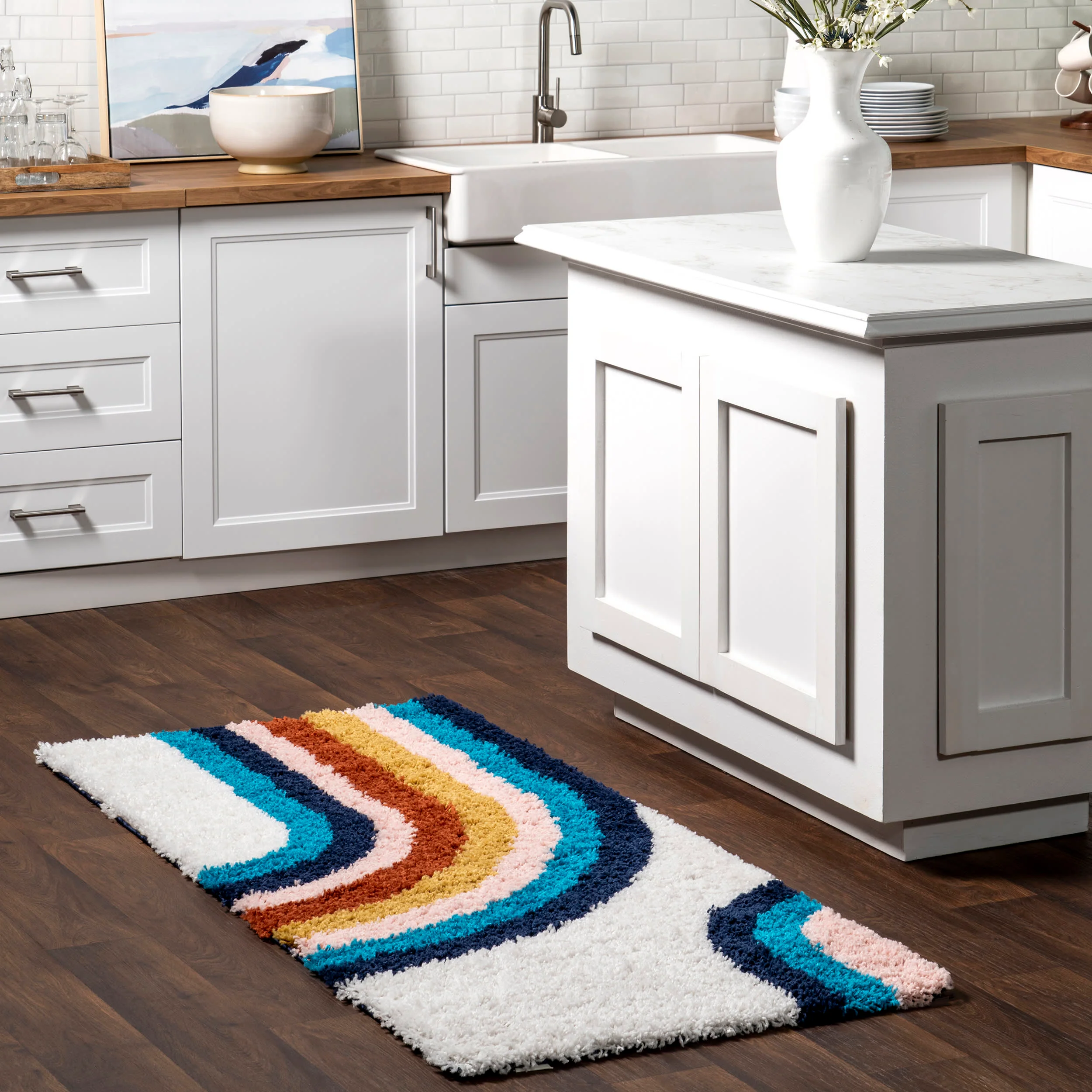 Lala Shag Rainbow Rug | Blue - Image 2