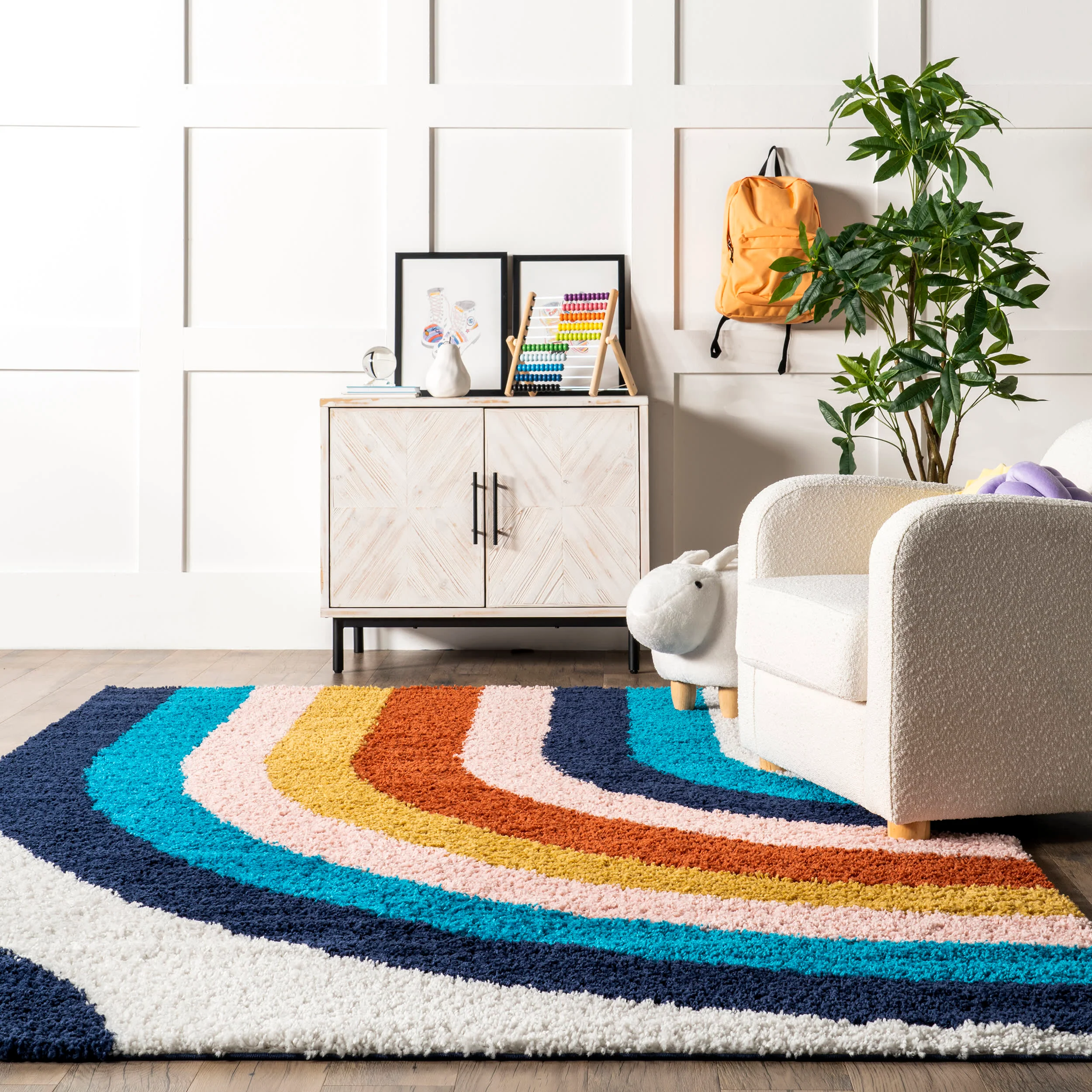 Lala Shag Rainbow Rug | Blue - Image 4