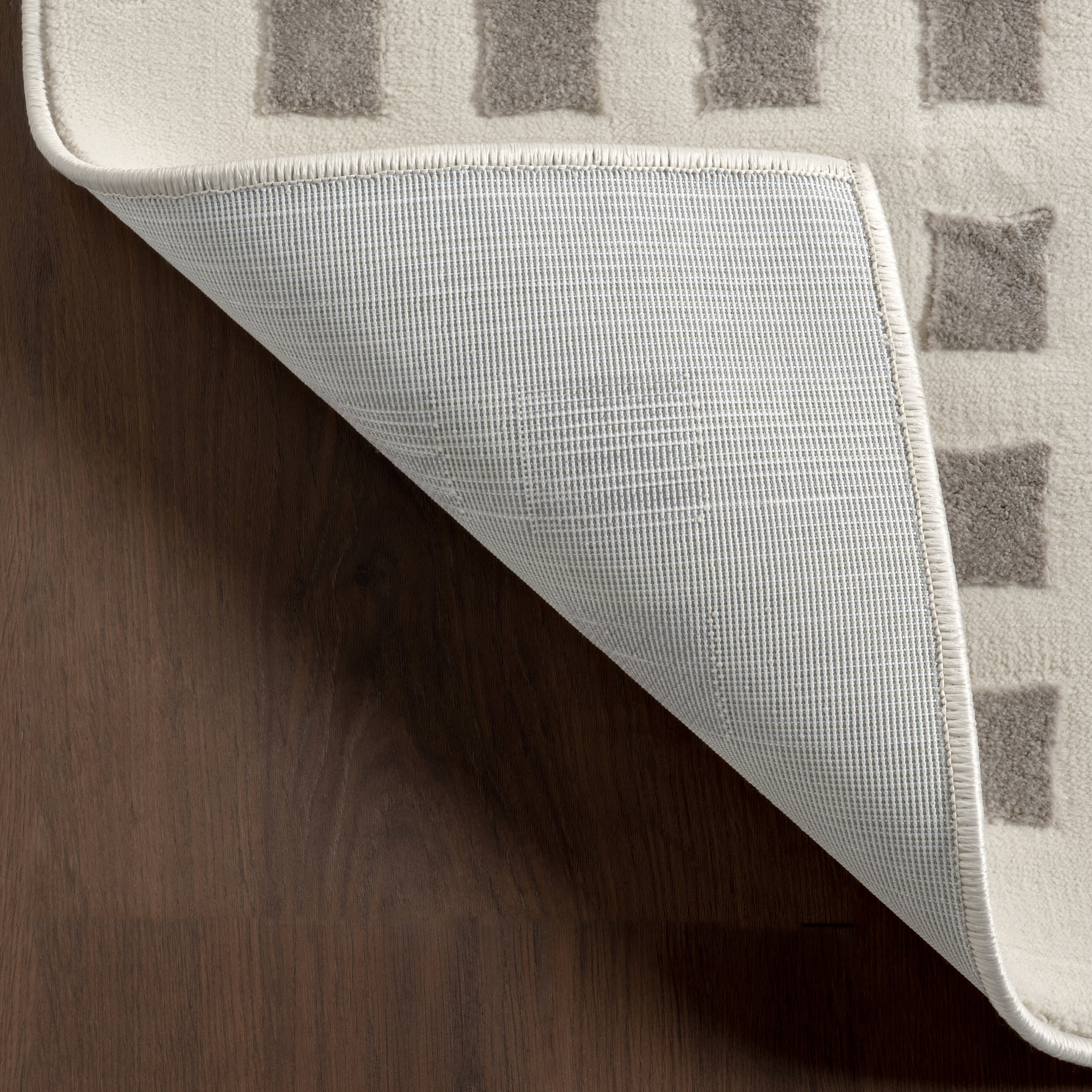 Lambertville Plush Textured Washable Rug | Cream/Grey - Image 7