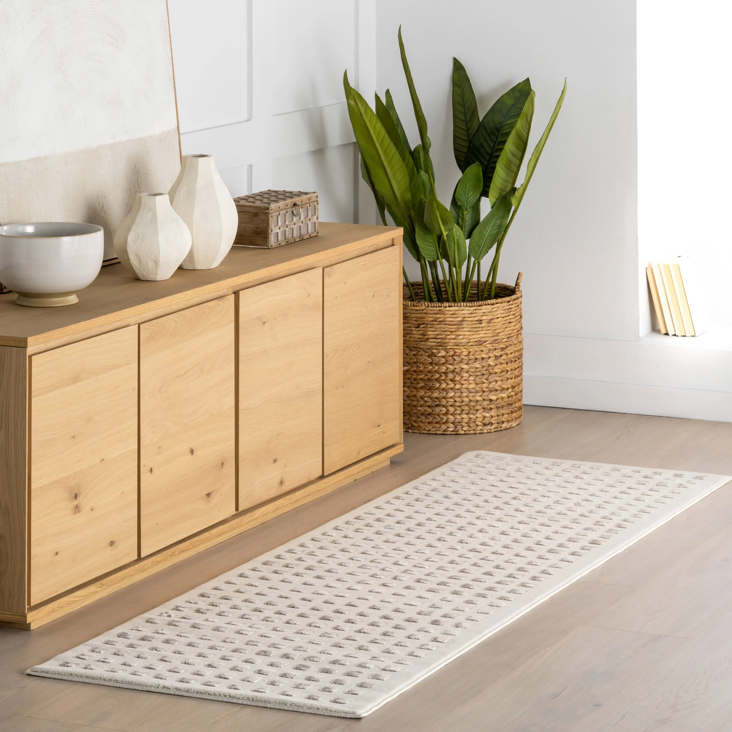 Lambertville Plush Textured Washable Rug | Cream/Grey - Image 2