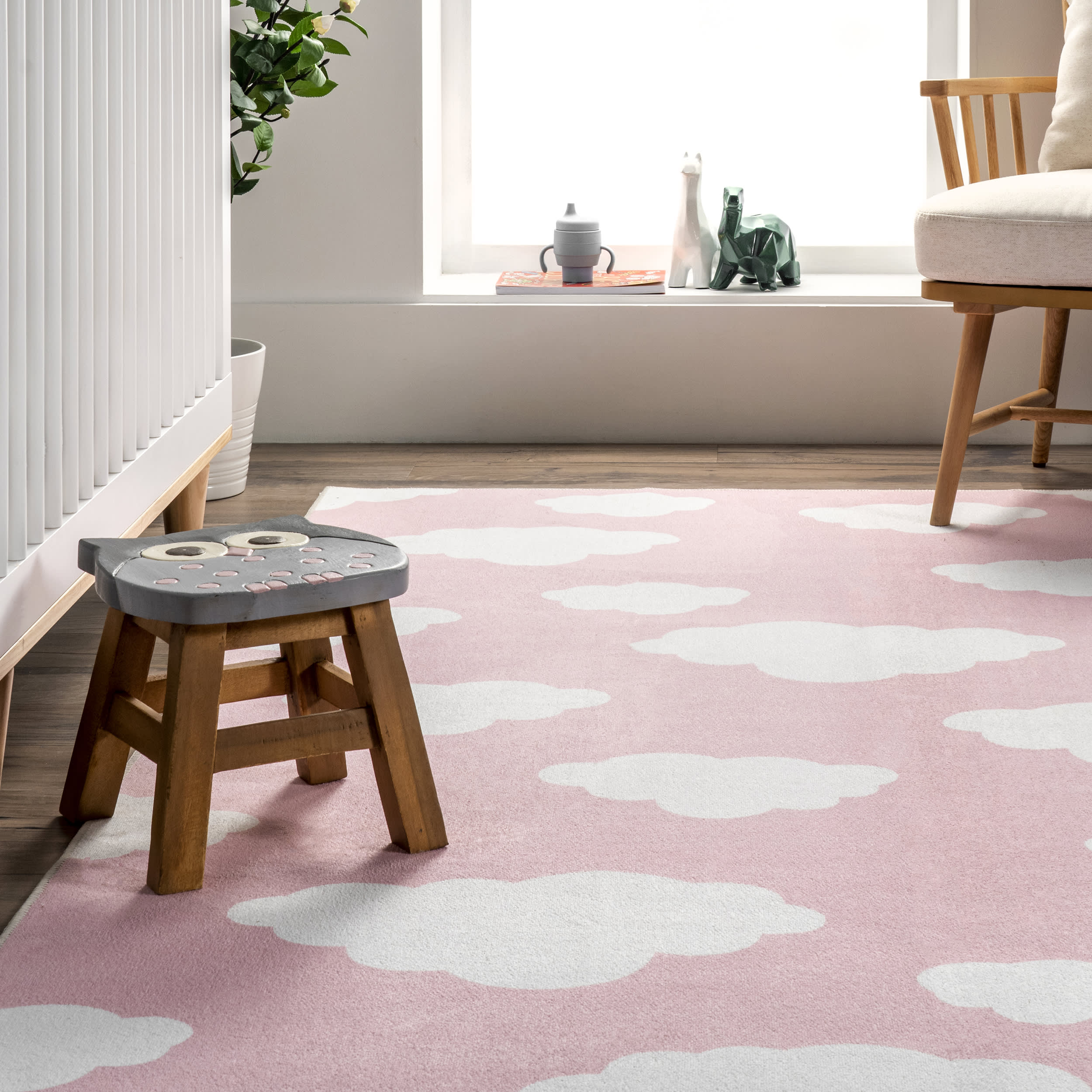 Landon Clouds Kids Washable Rug | Pink - Image 4