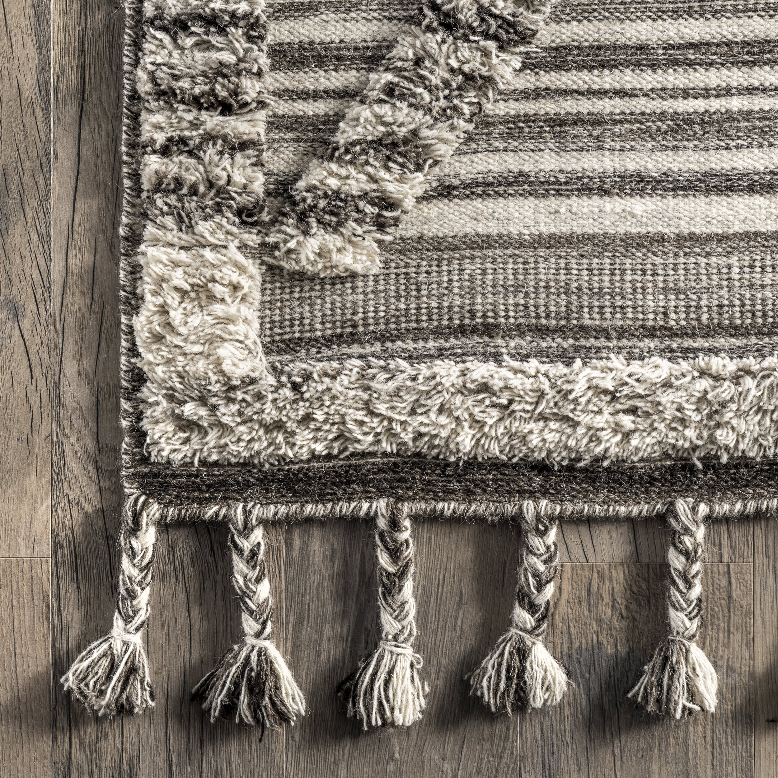 Lara Striped Textured Rug | Ivory - Image 3