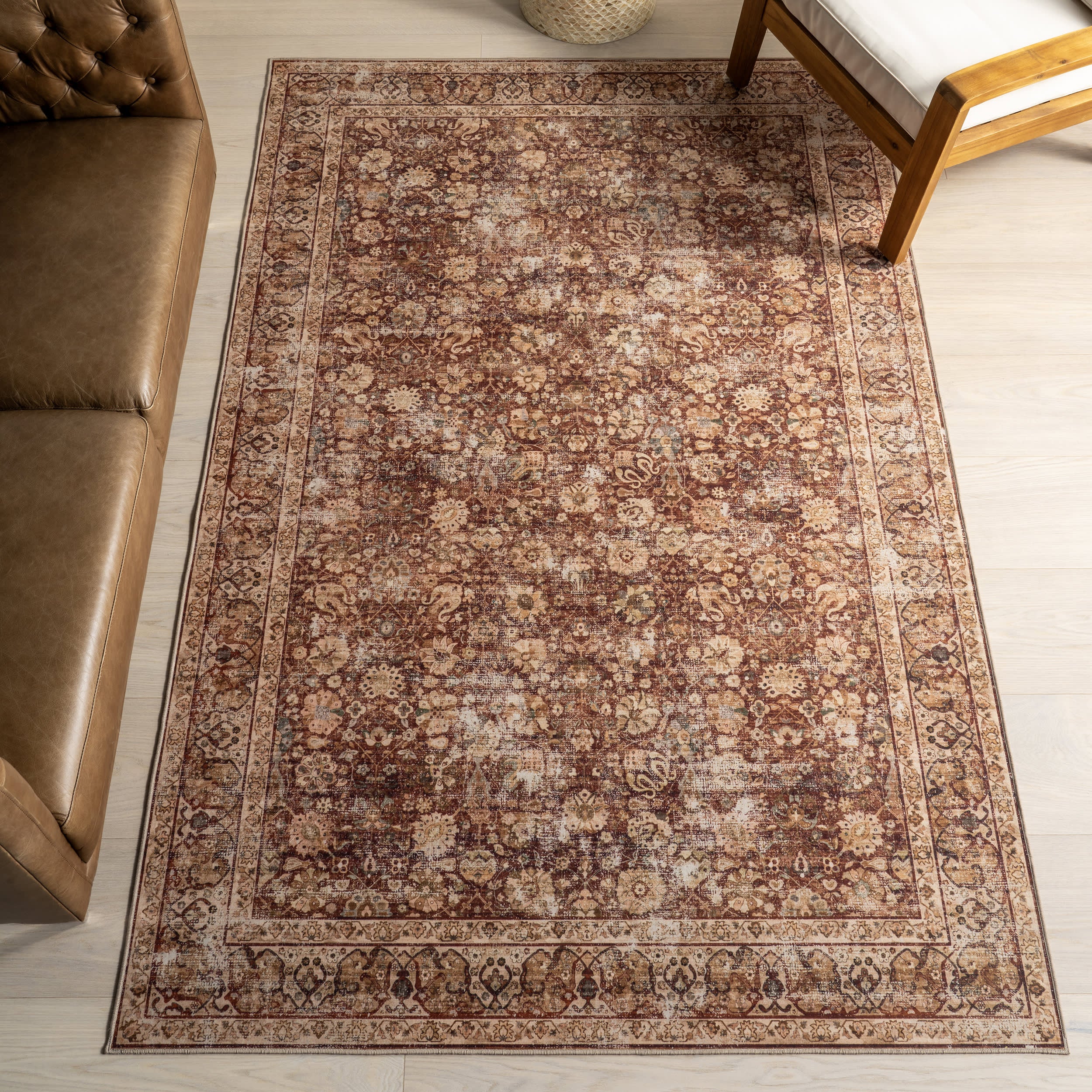 Larissa Abstract Washable Rug | Brick - Image 2