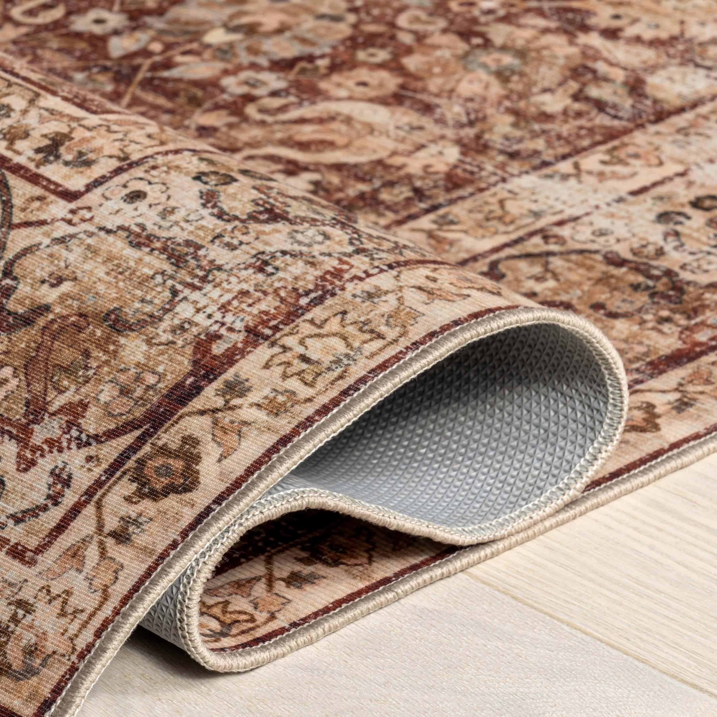 Larissa Abstract Washable Rug | Brick - Image 9