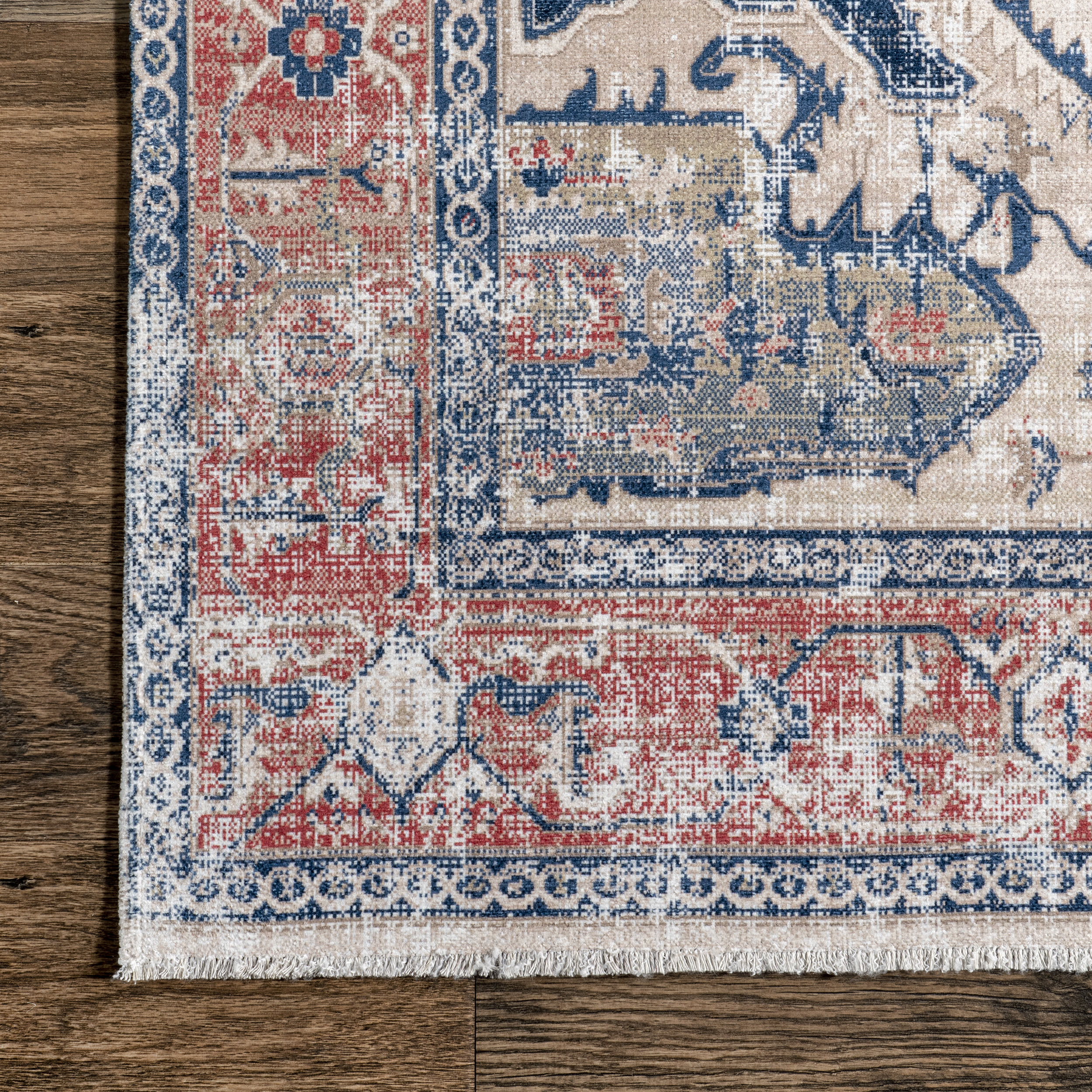 Larkspur Fringed Washable Rug | Brick - Image 3
