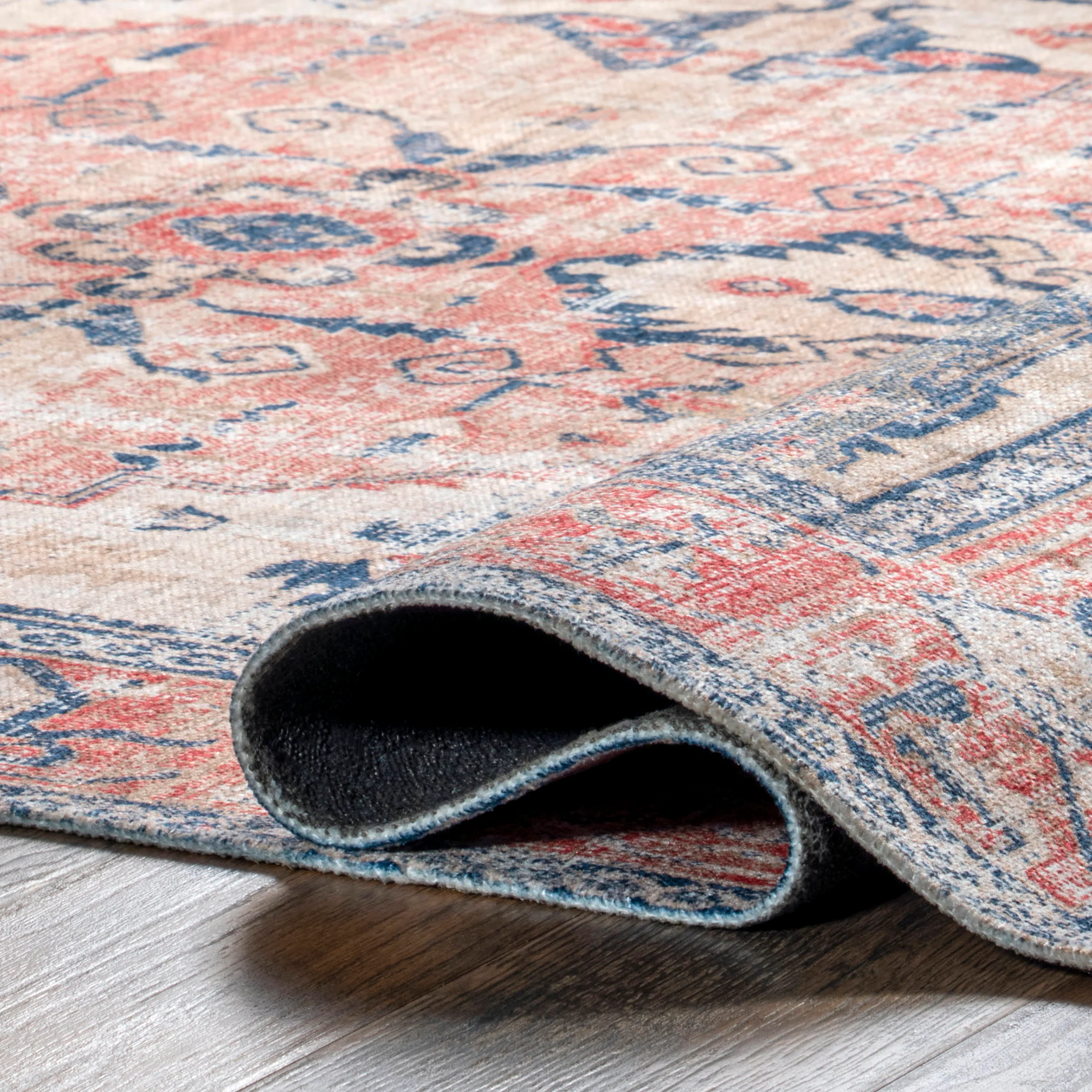 Larkspur Fringed Washable Rug | Brick - Image 8