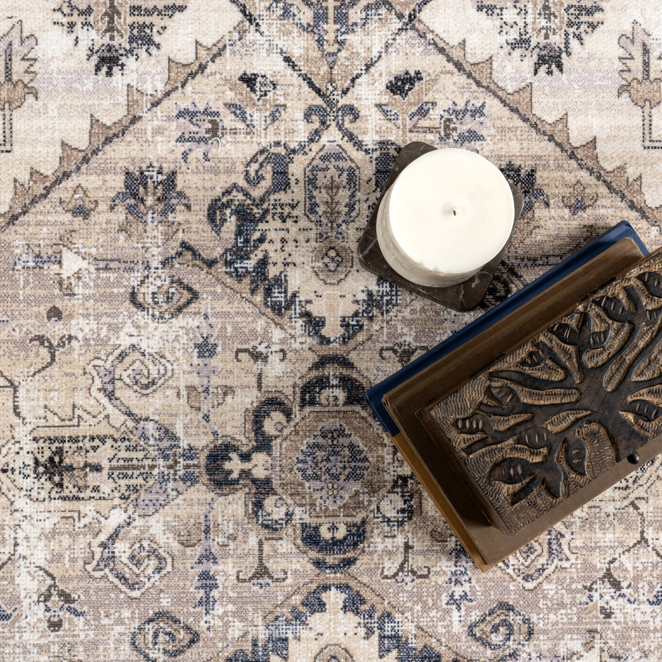 Larkspur Fringed Washable Rug | Light Brown - Image 6