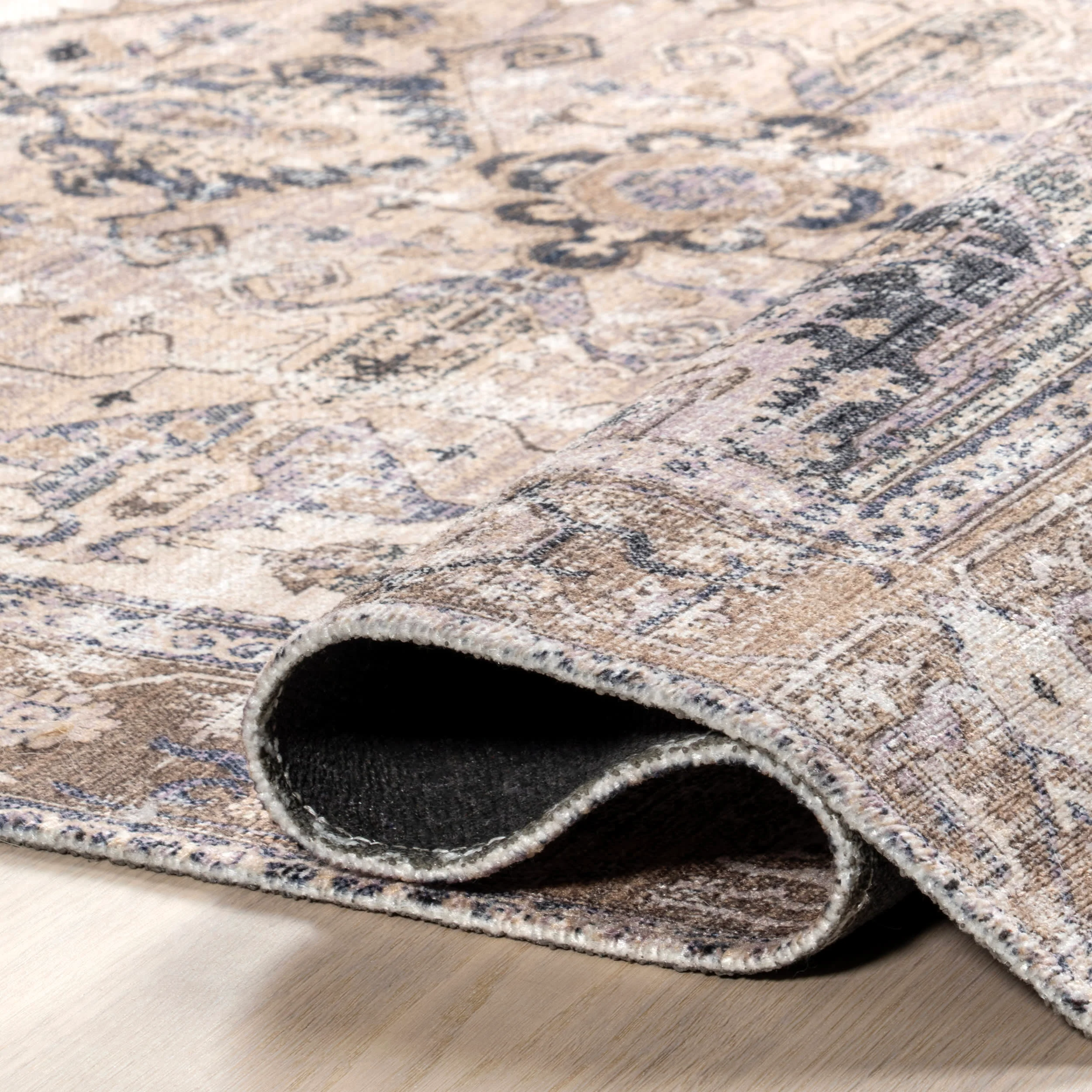 Larkspur Fringed Washable Rug | Light Brown - Image 8