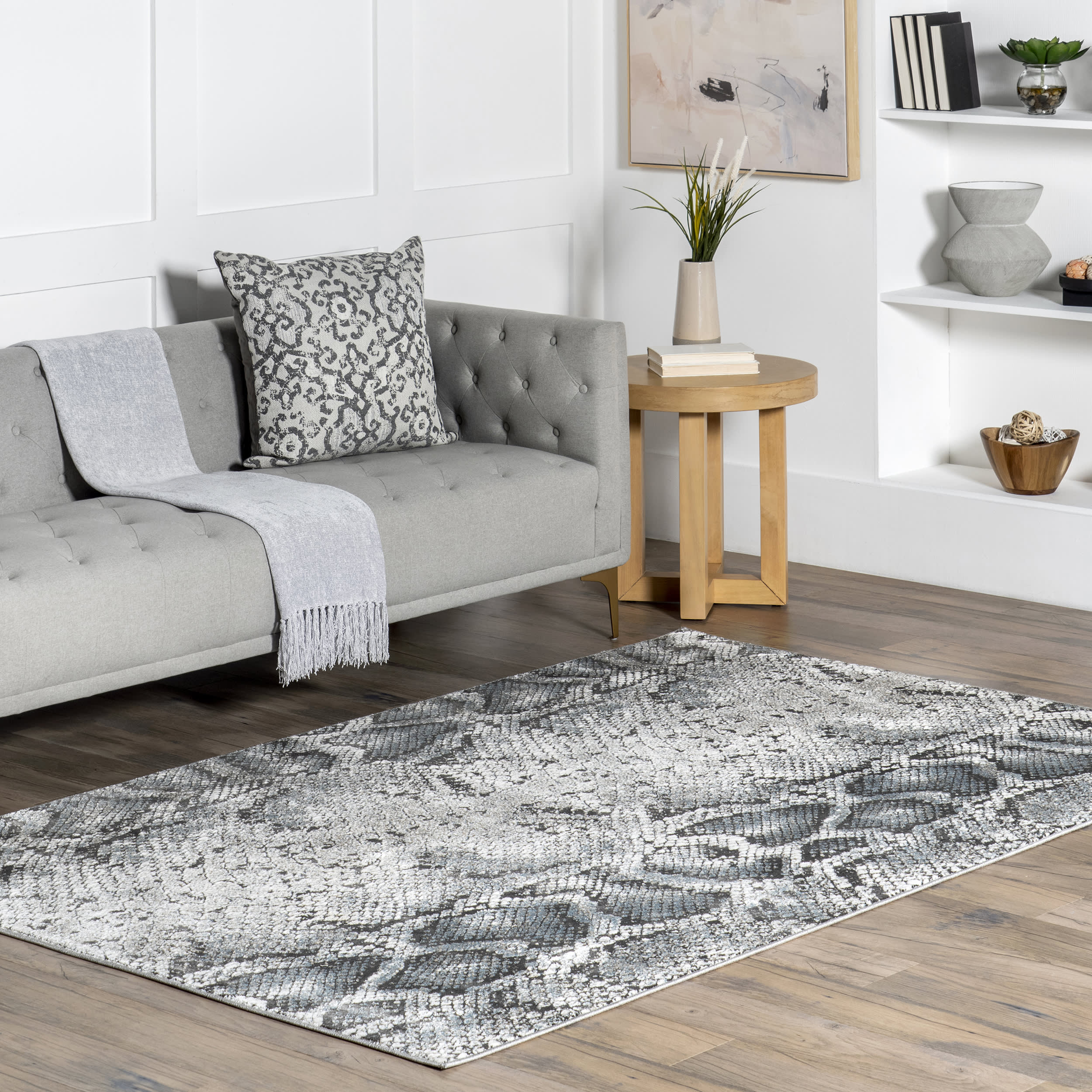 Larsa Snake Banded Rug | Grey - Image 2