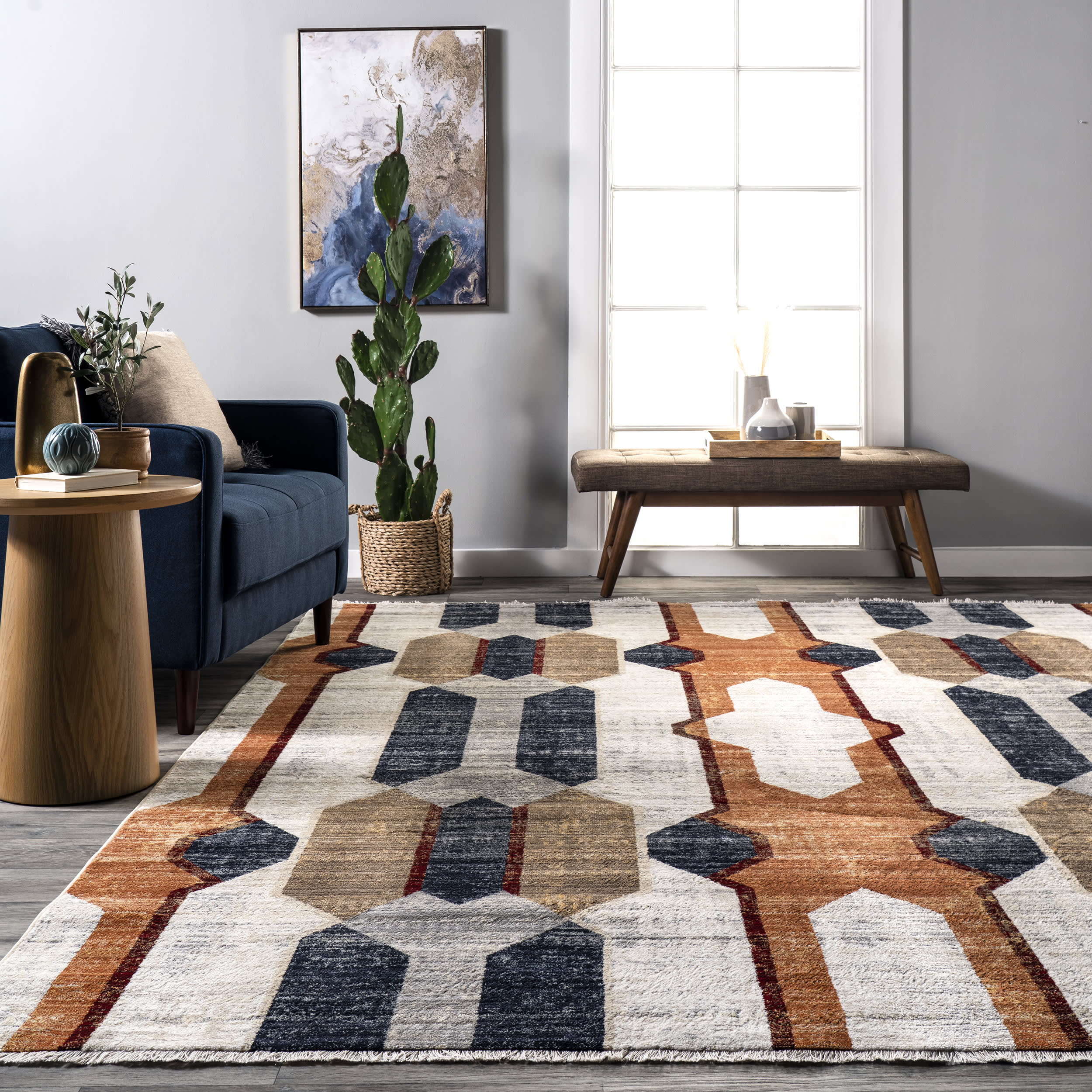 Laura Vintage Geometric Rug | Beige - Image 4