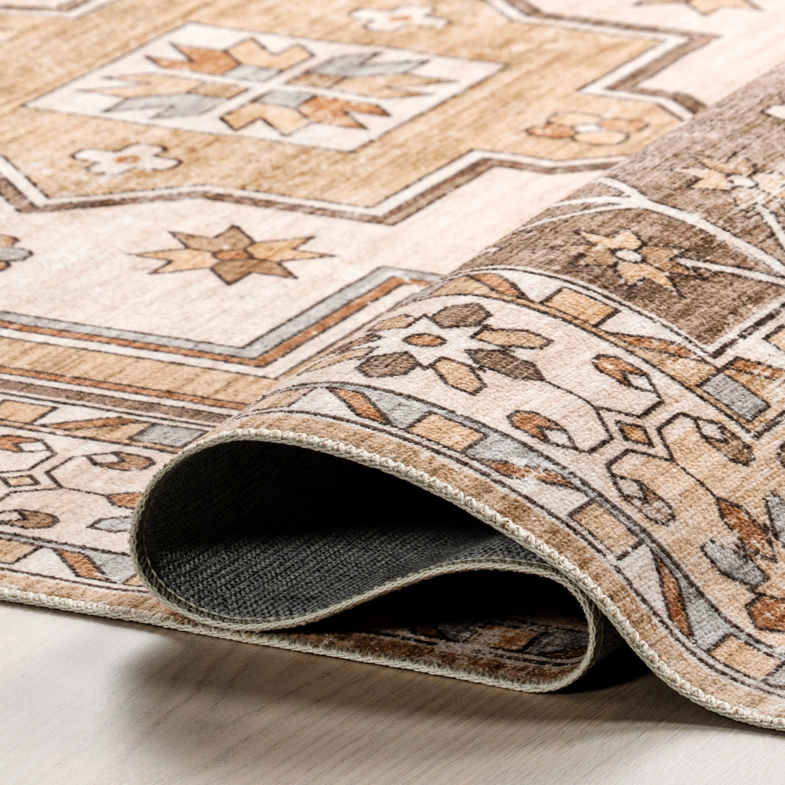 Laurel Medallion Washable Rug | Sand - Image 6