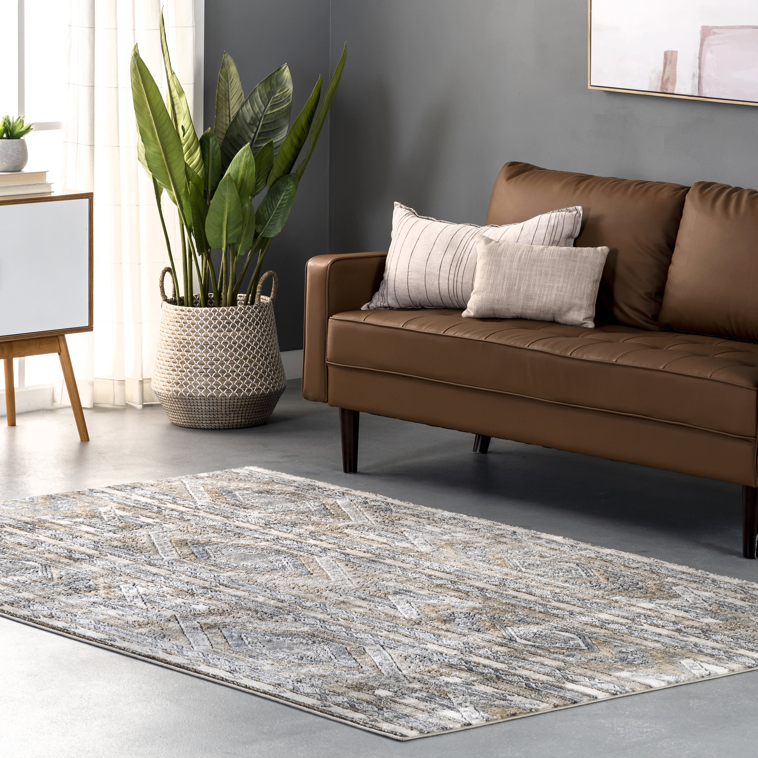 Lauren Diamond Striped Rug | Beige - Image 2