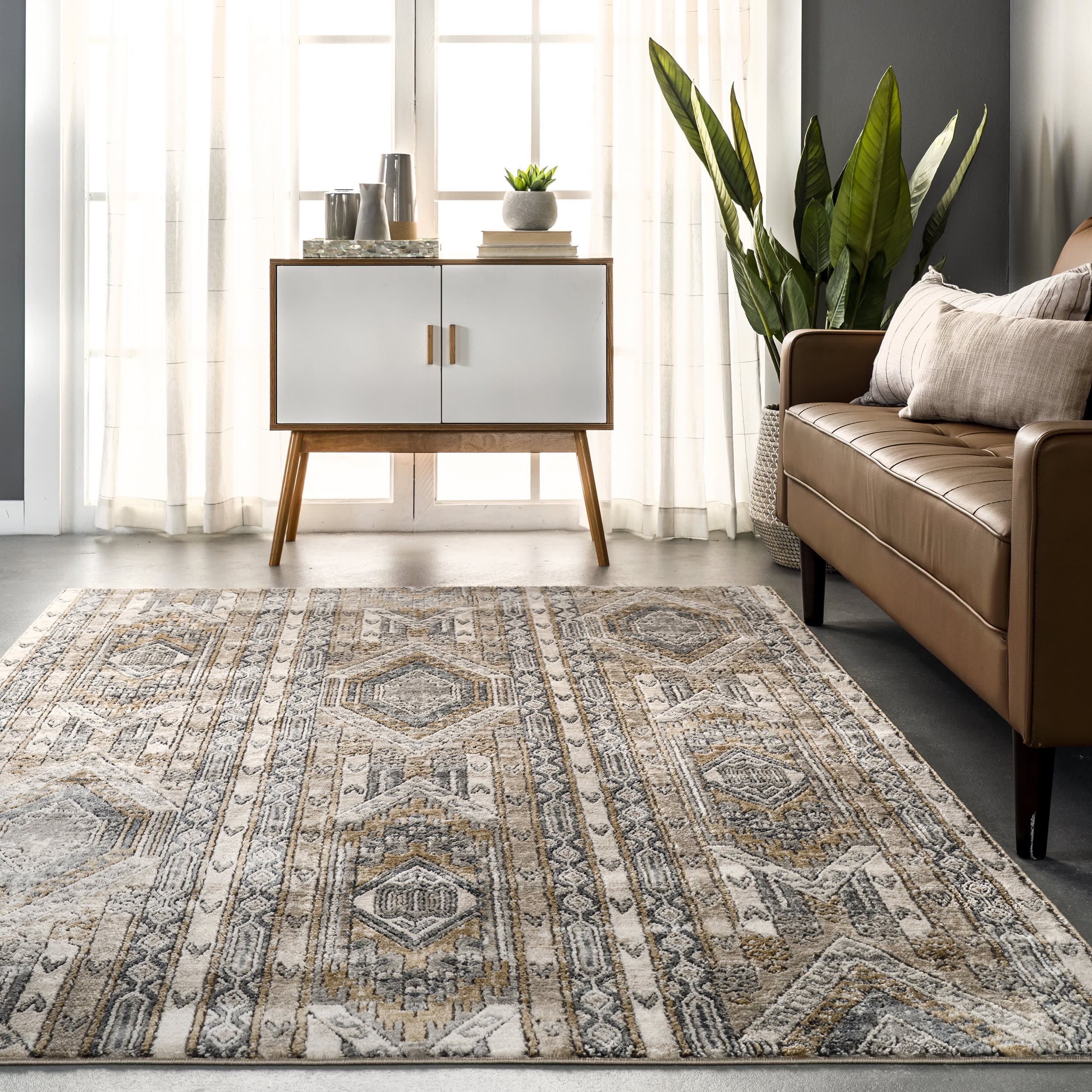 Lauren Diamond Striped Rug | Beige - Image 4