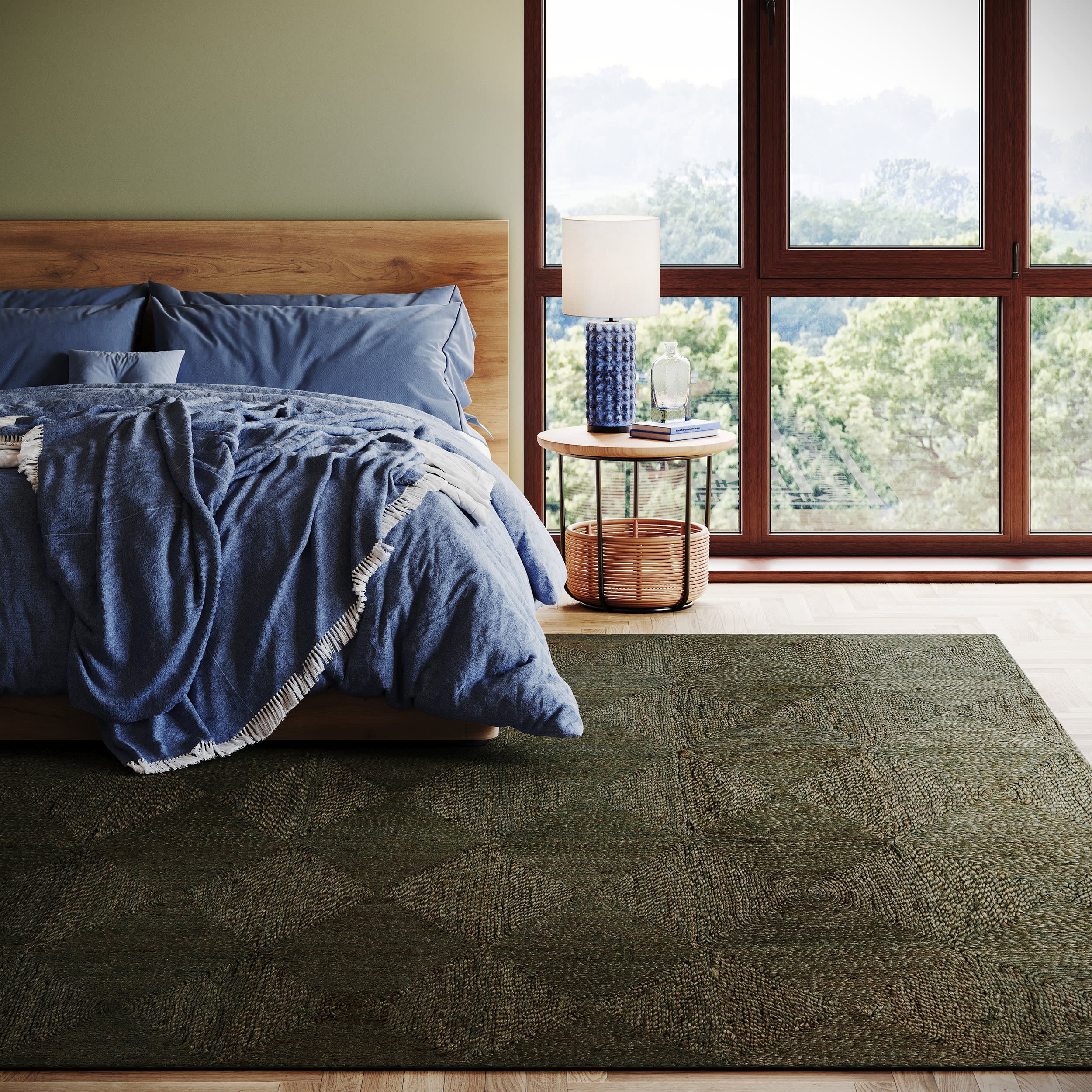 Laux Textured Handmade Jute Rug | Green - Image 2