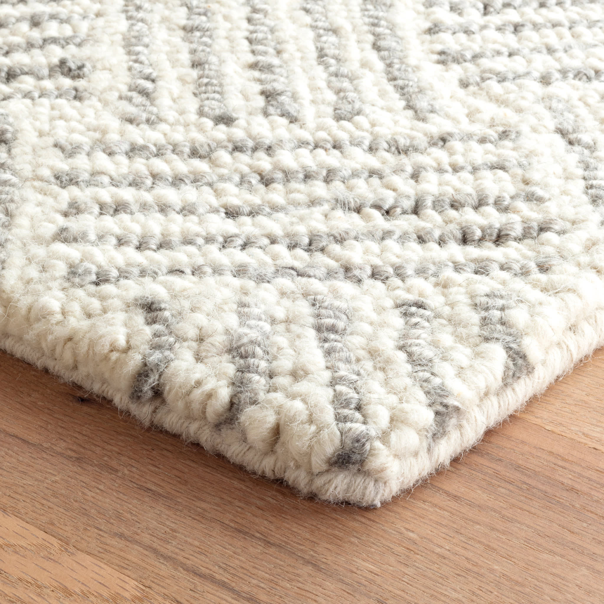 Layers Hand Hooked Wool Rug | Grey - Image 5