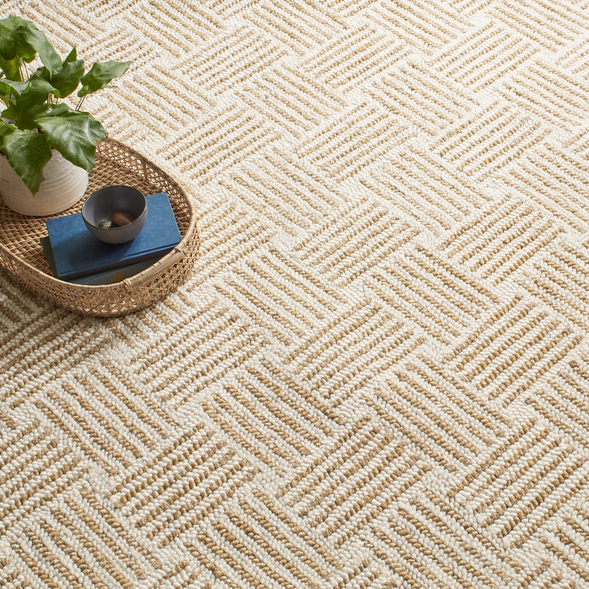 Layers Hand Hooked Wool Rug | Ochre - Image 4