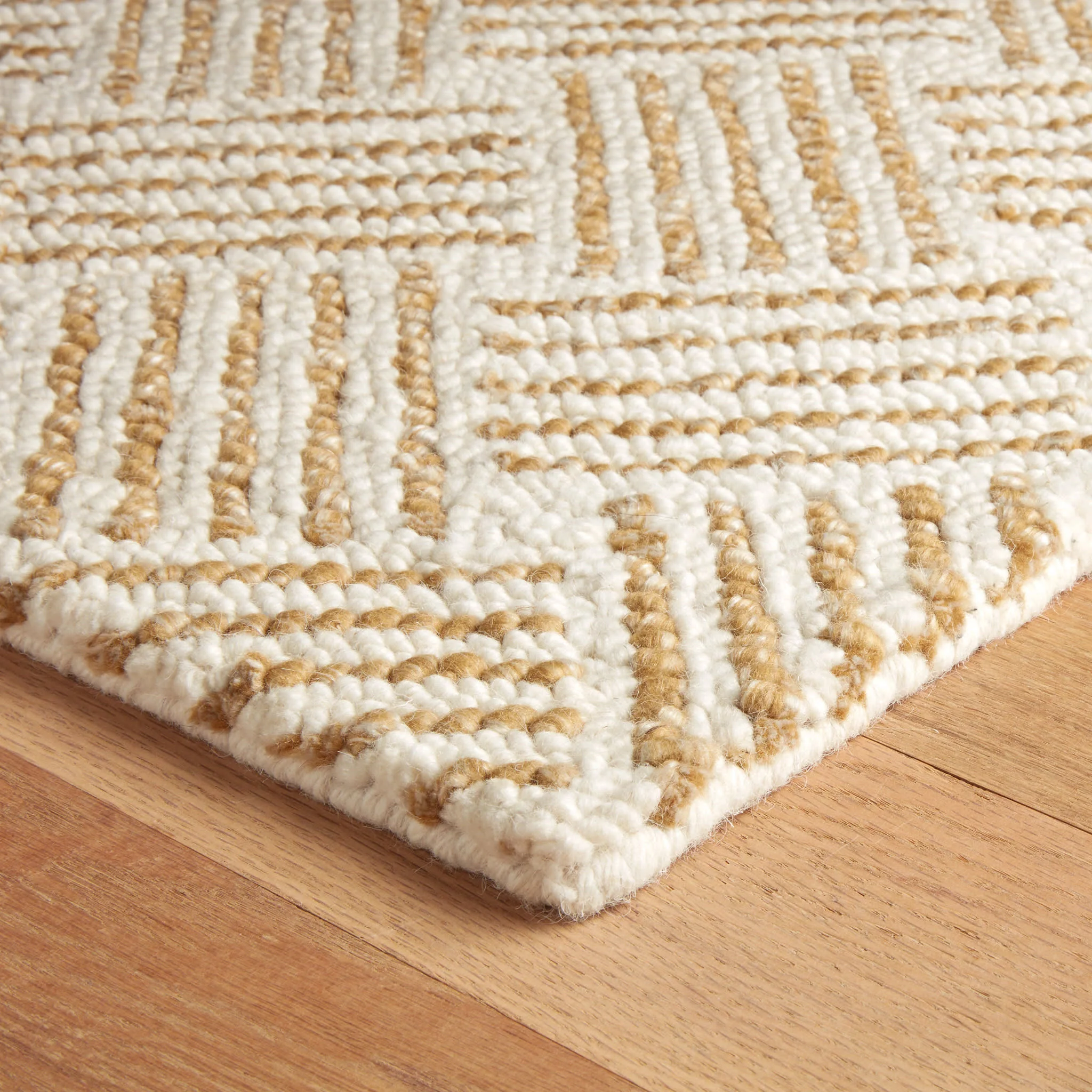 Layers Hand Hooked Wool Rug | Ochre - Image 7