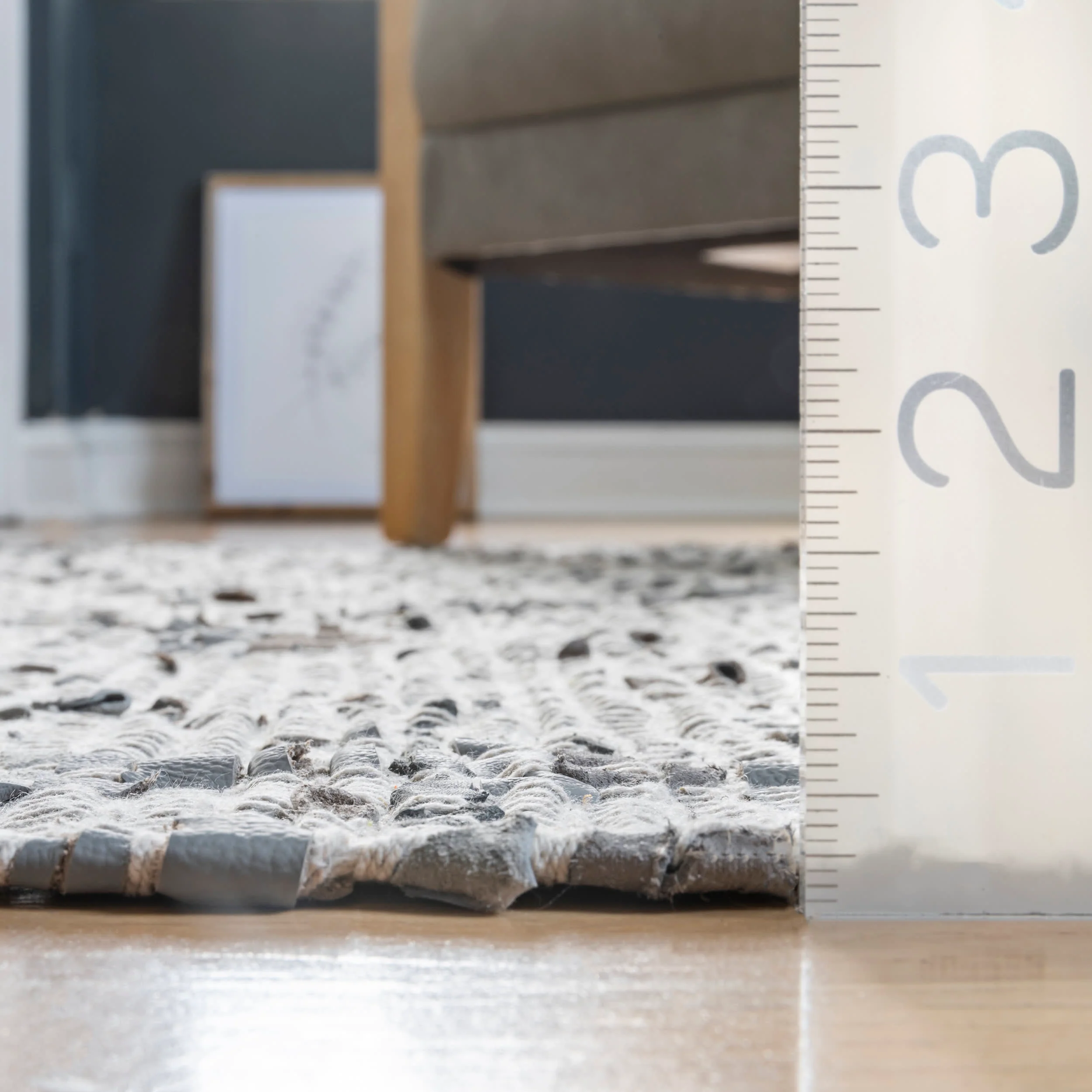 Leather Tribal Flatweave Rug | Grey - Image 5