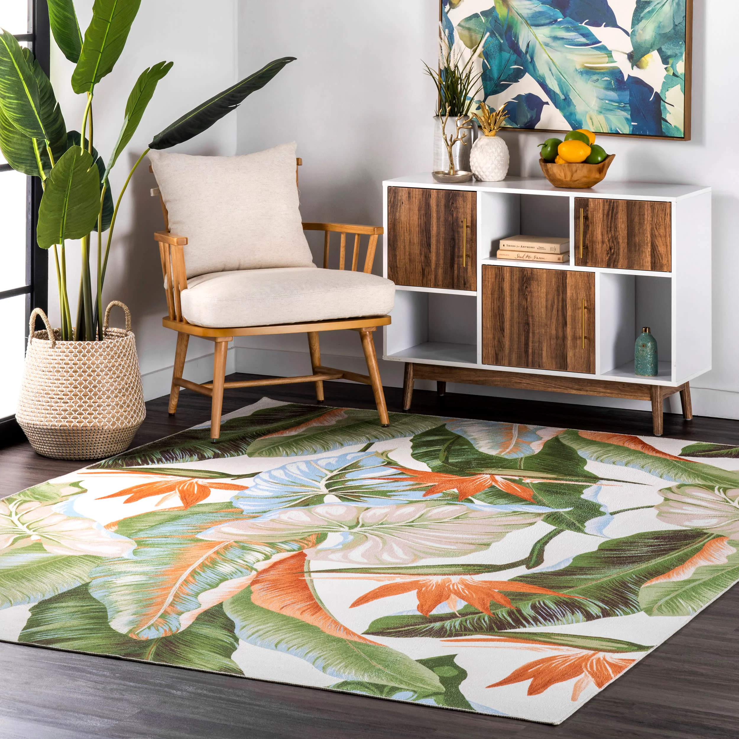 Leaves Washable Rug | Forest Green - Image 2
