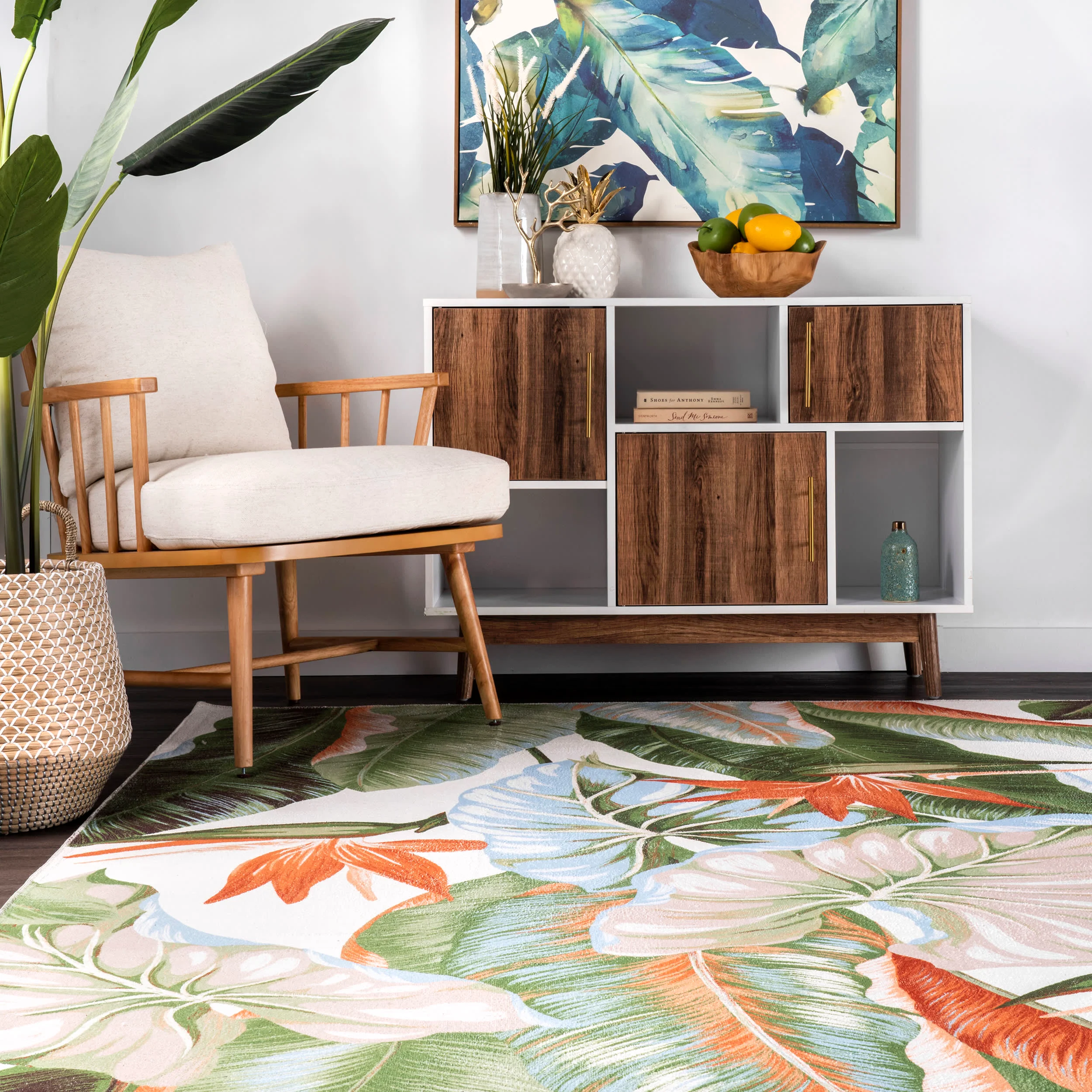 Leaves Washable Rug | Forest Green - Image 4