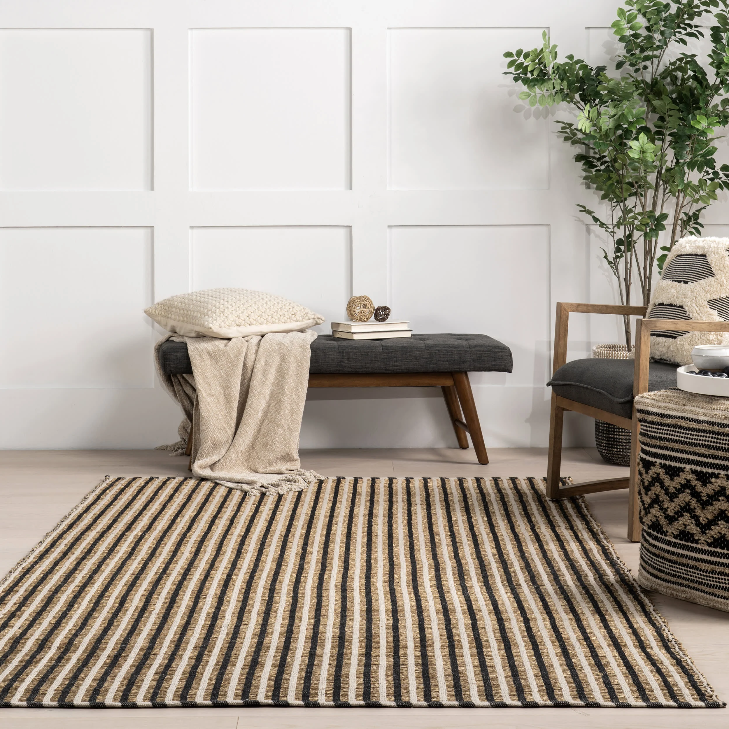 Lelia Striped Jute-Blend Rug | Ivory - Image 4