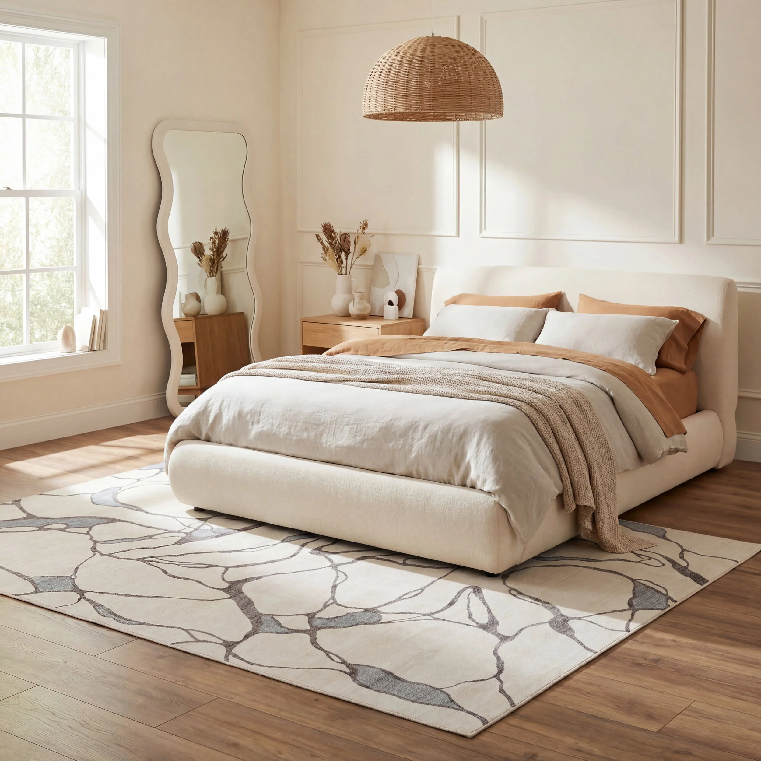Lenis Abstract Washable Rug | Ivory - Image 10