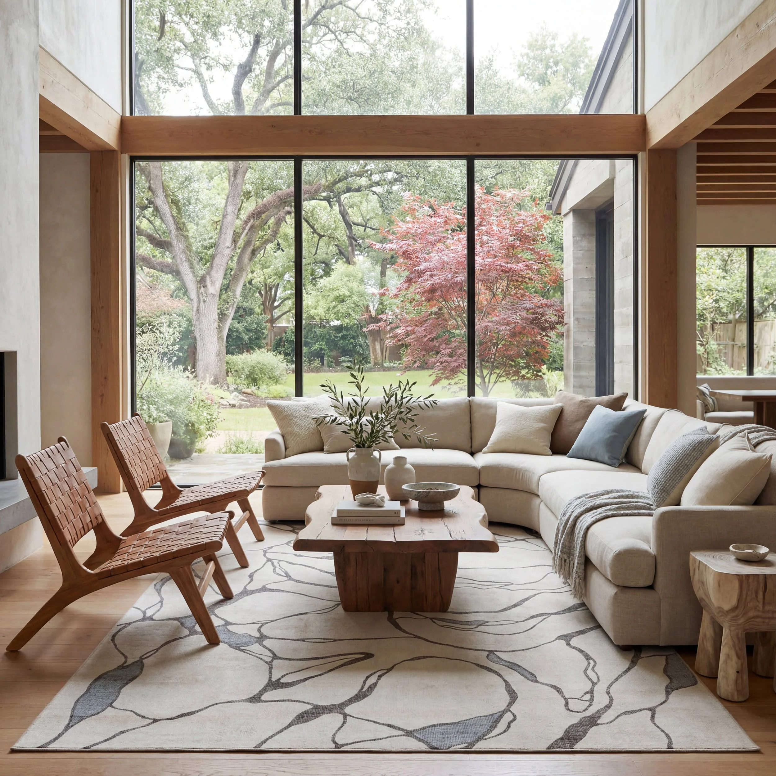 Lenis Abstract Washable Rug | Ivory - Image 2