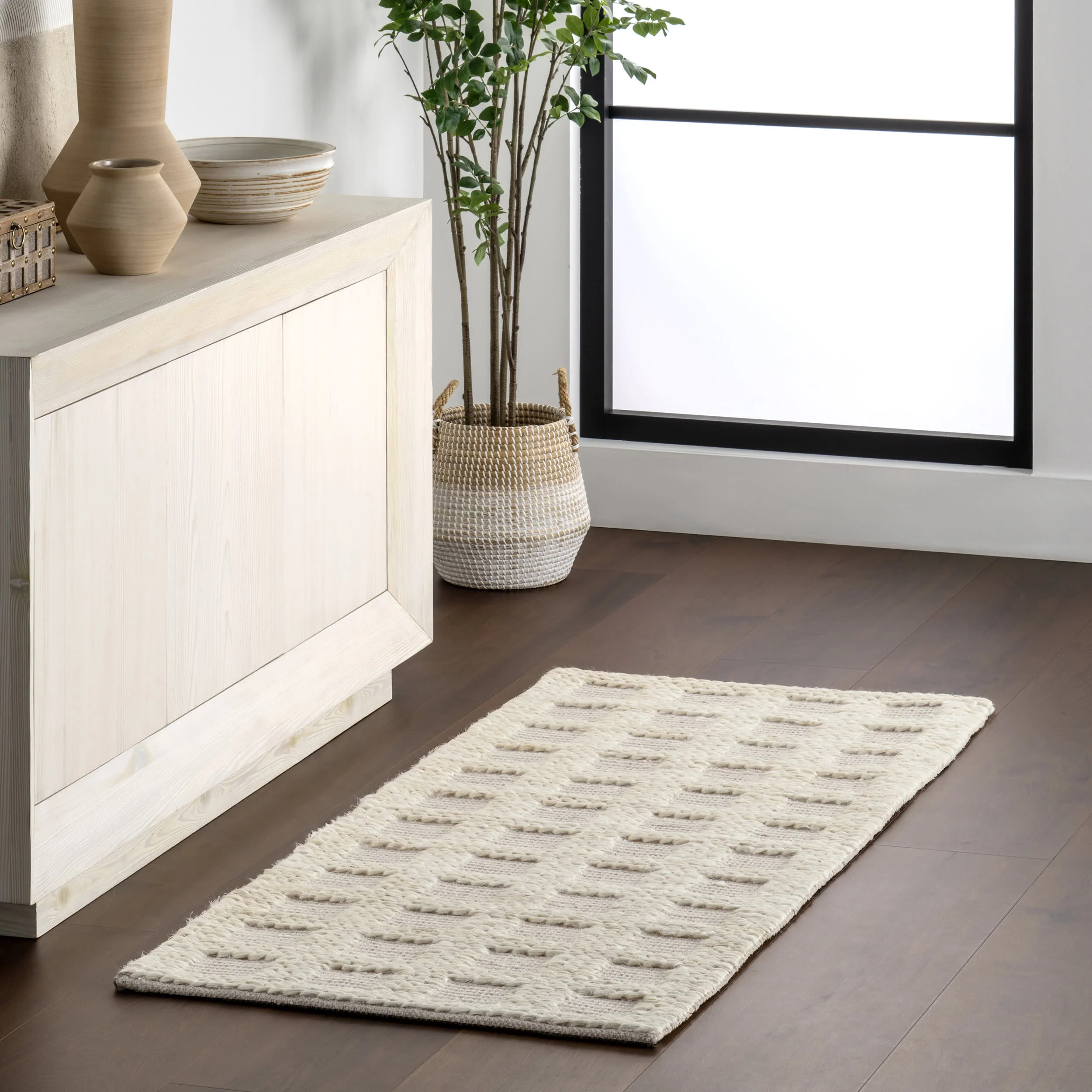 Lennon Checkered Hand Braided Jute Rug | Ivory - Image 2