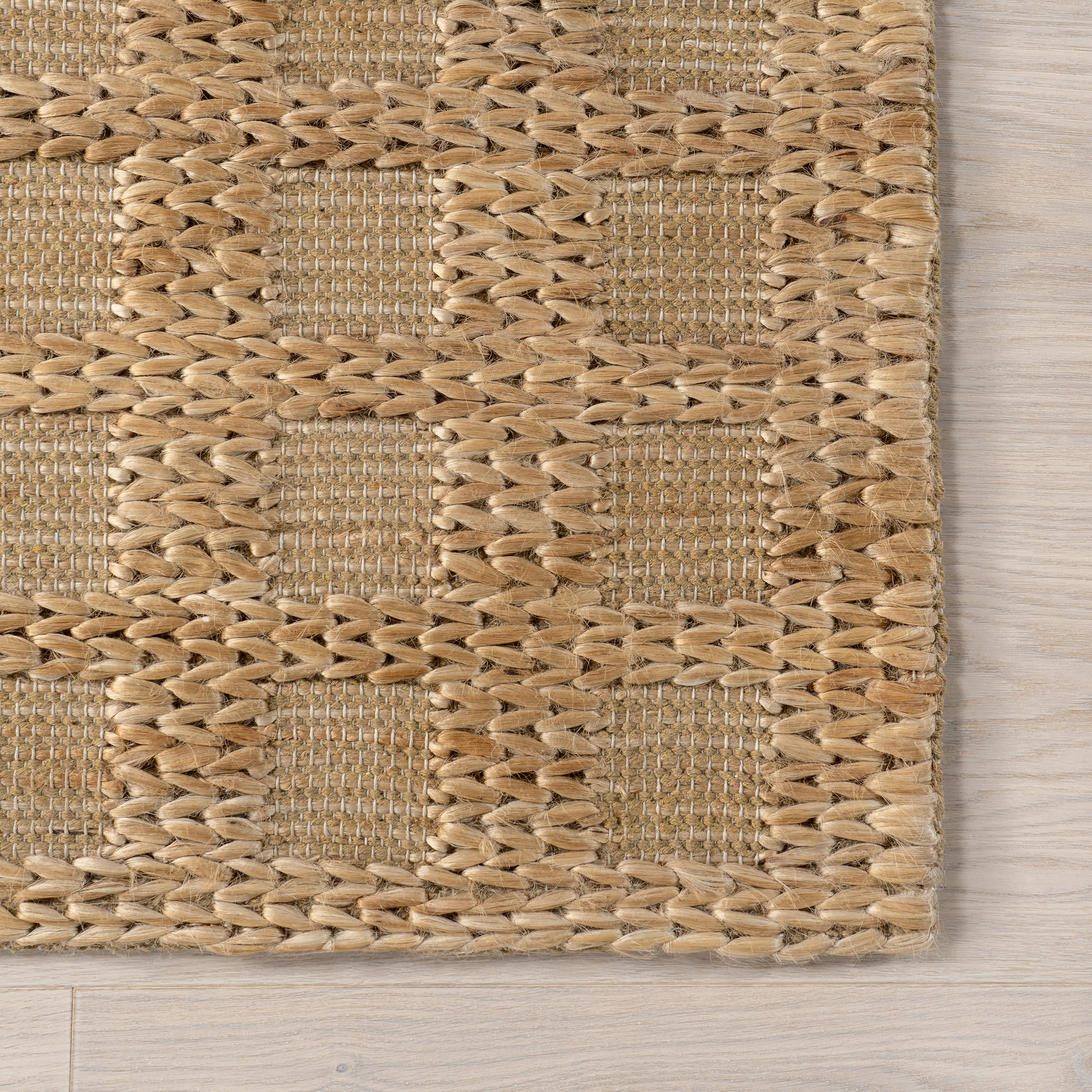 Lennon Checkered Hand Braided Jute Rug | Natural - Image 3