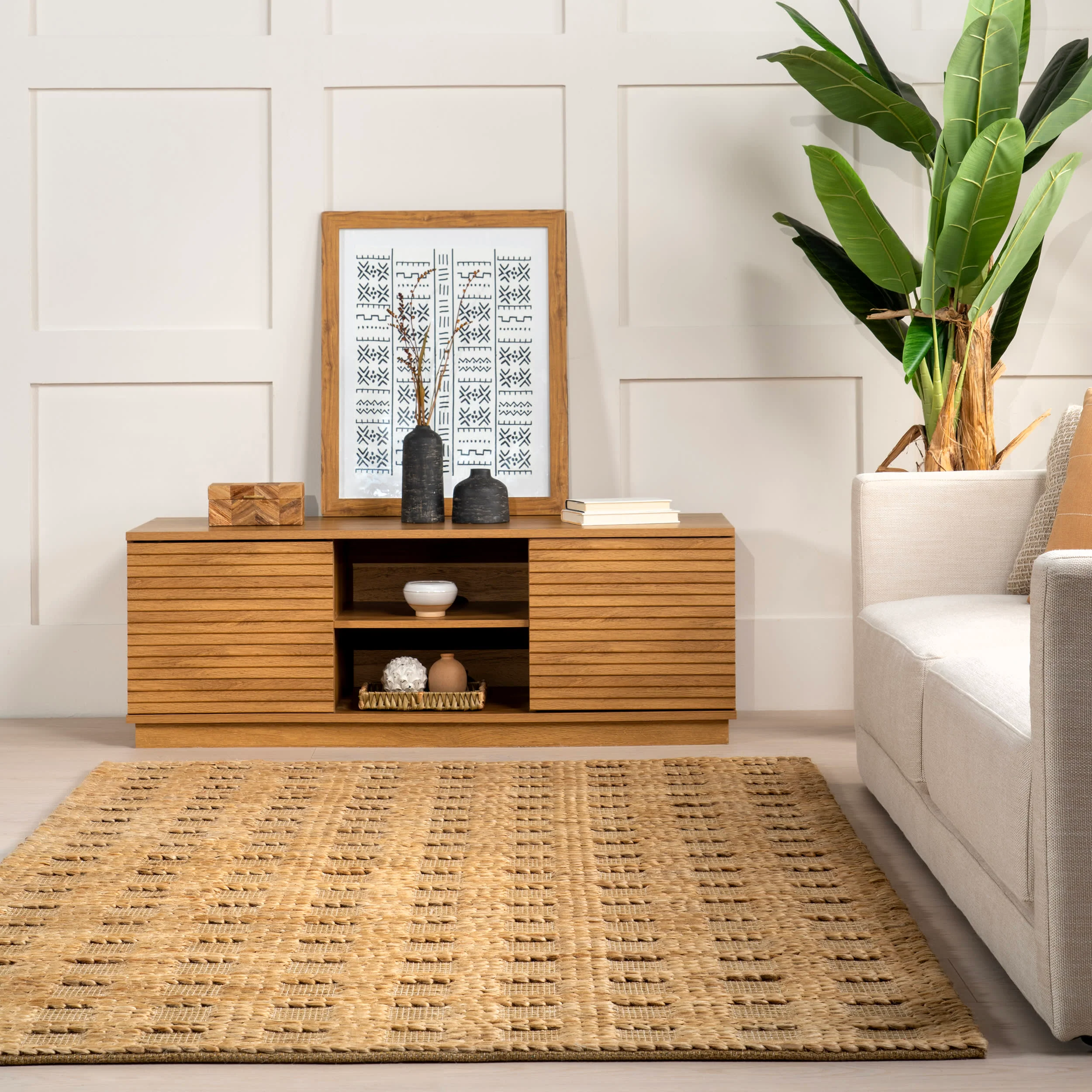 Lennon Checkered Hand Braided Jute Rug | Natural - Image 4